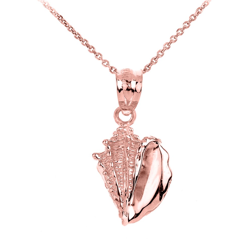 14K Rose Gold Seashell Charm Pendant Necklace for Women - Elegant Beach Jewelry Gift for Her - Perfect for Summer Vacations, Beach Weddings & Coastal Fashion