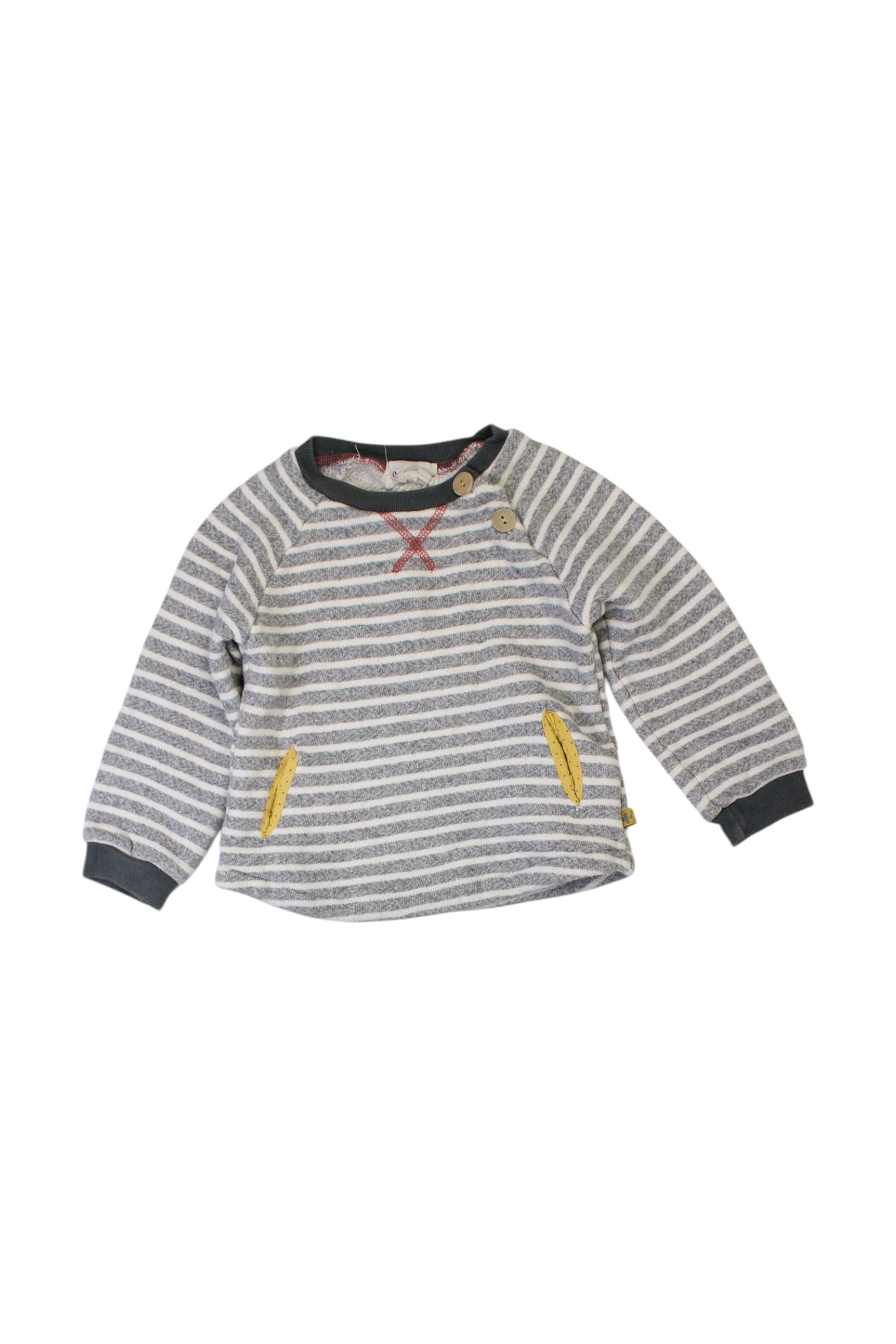 Arsène Et Les Pipelettes Buttoned Striped Sweatshirt for Baby Boys & Girls 12-18 Months - Perfect for Playdates & Family Outings