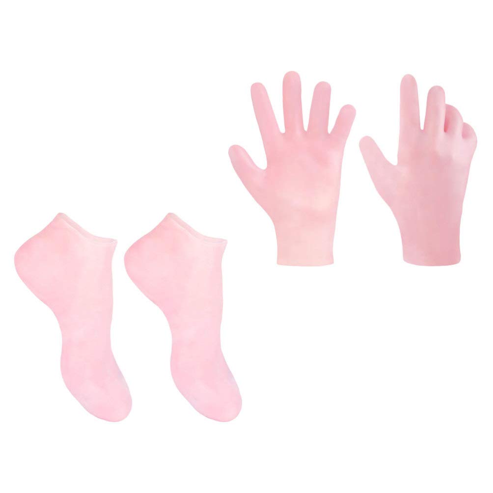 Hydrating Moisturizing Foot Socks & Hand Gloves Set - Exfoliating Cracked Heel Care with Sock Remover - Perfect for Overnight Foot Treatment, Spa Day & Dry Skin Relief