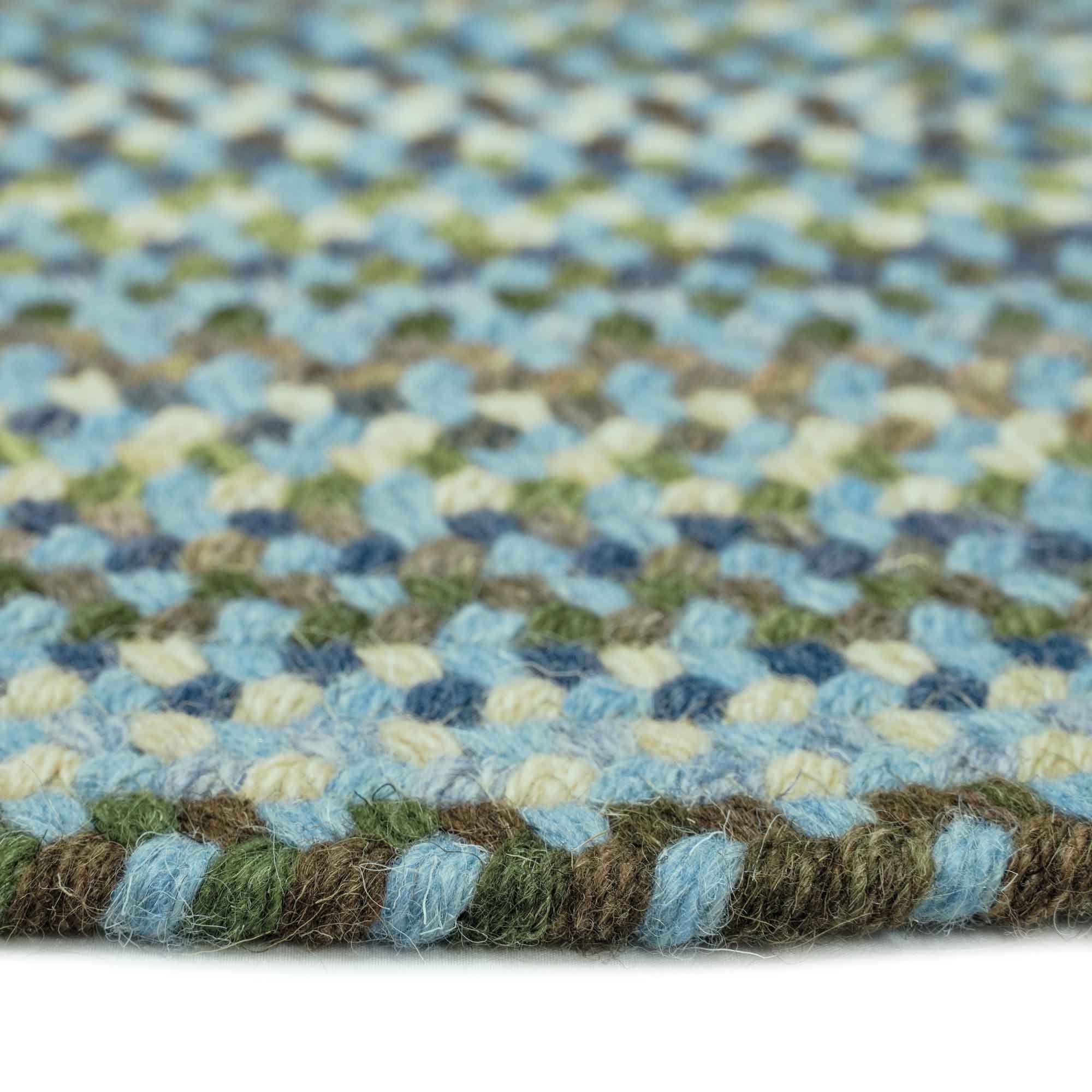 Capel Rugs Manchester Round Braided Chair Pad 15 Inch Light Blue - Non-Slip Seat Cushion for Dining Chairs, Office Chairs & Home Decor