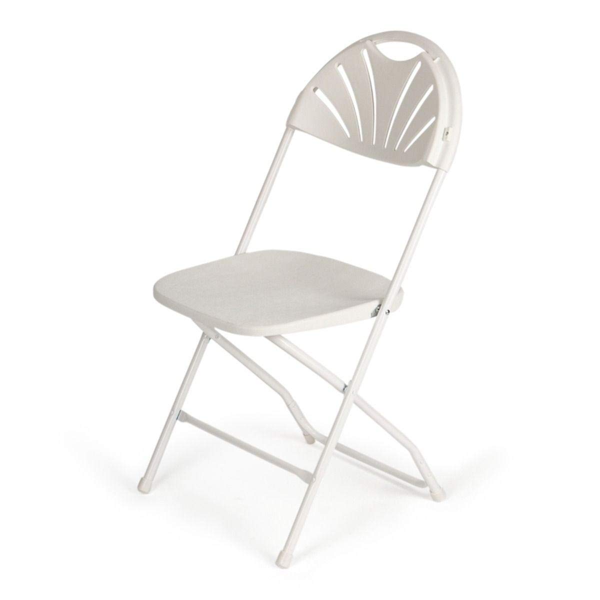 TitanPRO White Fanback Plastic Folding Chairs - Heavy Duty 18 Gauge Steel Frame Stackable Dining Chairs - Commercial Grade for Outdoor Weddings, Parties, Events & Banquets - Perfect for Backyard, Restaurant, Church & Conference Use - 10 Pack
