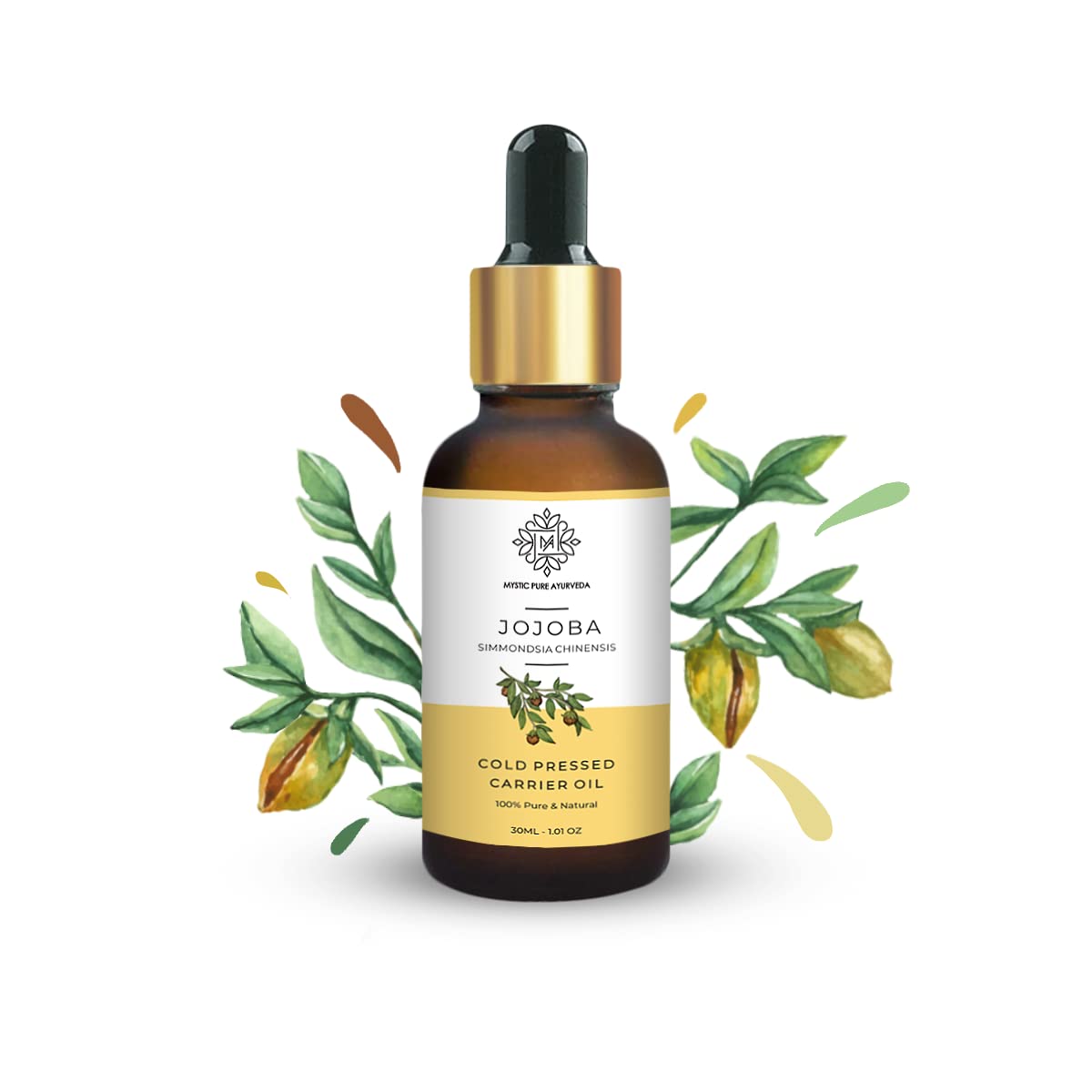 100% Pure Cold Pressed Jojoba Oil for Skin & Hair Care - Natural Vitamin E & Antioxidant Rich Face Moisturizer, Makeup Remover | 30ml Bottle | Perfect for Daily Skincare Routine, Hair Treatment & Organic Beauty Regimen