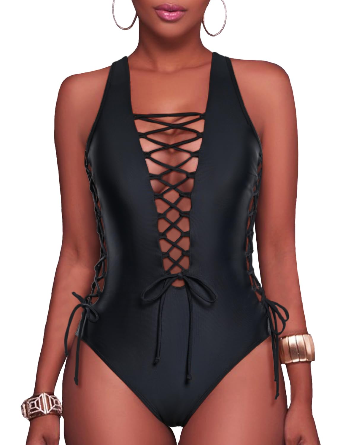 Sexy One Shoulder Monokini Swimsuit for Women - Lace Up One Piece Bathing Suit | Beach Vacation, Pool Party & Summer Swimwear