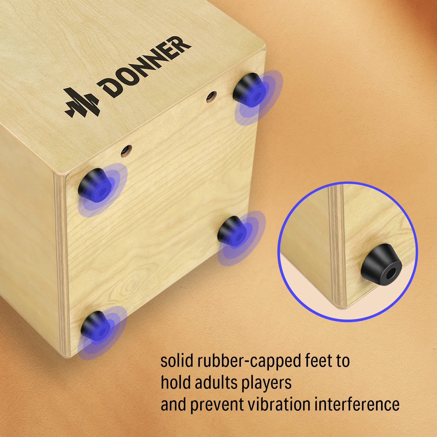 Donner Cajon Box Drum - Full Size Birchwood Percussion Instrument with Strings, Adjustable Backpack Straps & Carry Bag - Perfect for Live Performances, Jam Sessions & Music Practice (Model DCD-1)
