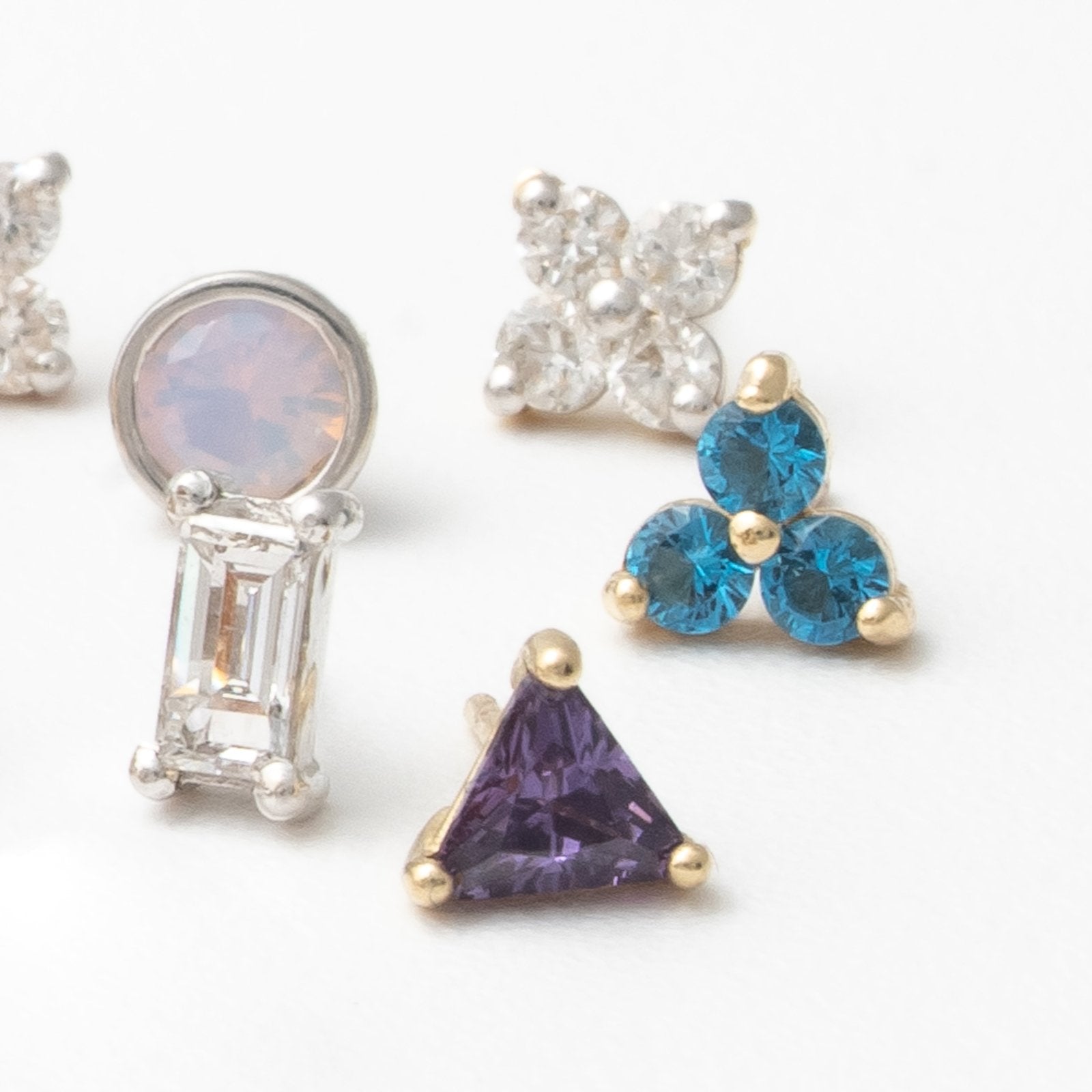 14K Yellow Gold London Blue Topaz Trinity Cluster Stud Earrings for Women - Perfect for Weddings, Parties & Everyday Elegance