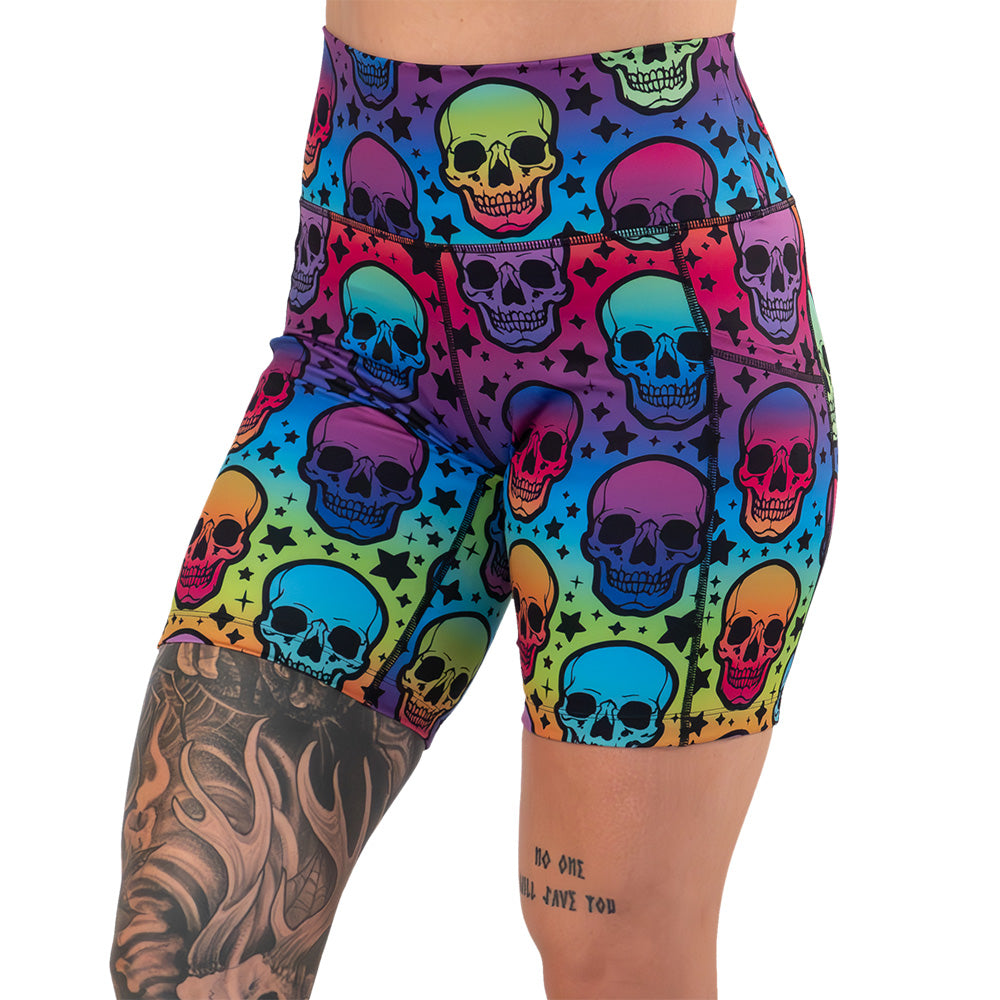Psychedelic Skull Print Shorts for Men & Women - Trendy Summer Casual Wear - Perfect for Beach, Gym, and Street Style