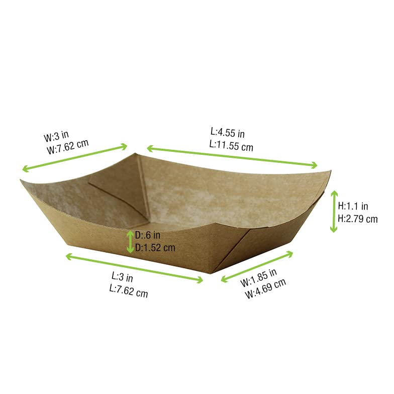 Eco-Friendly Disposable Brown Kraft Paper Food Boats (3.4 oz, 4.5