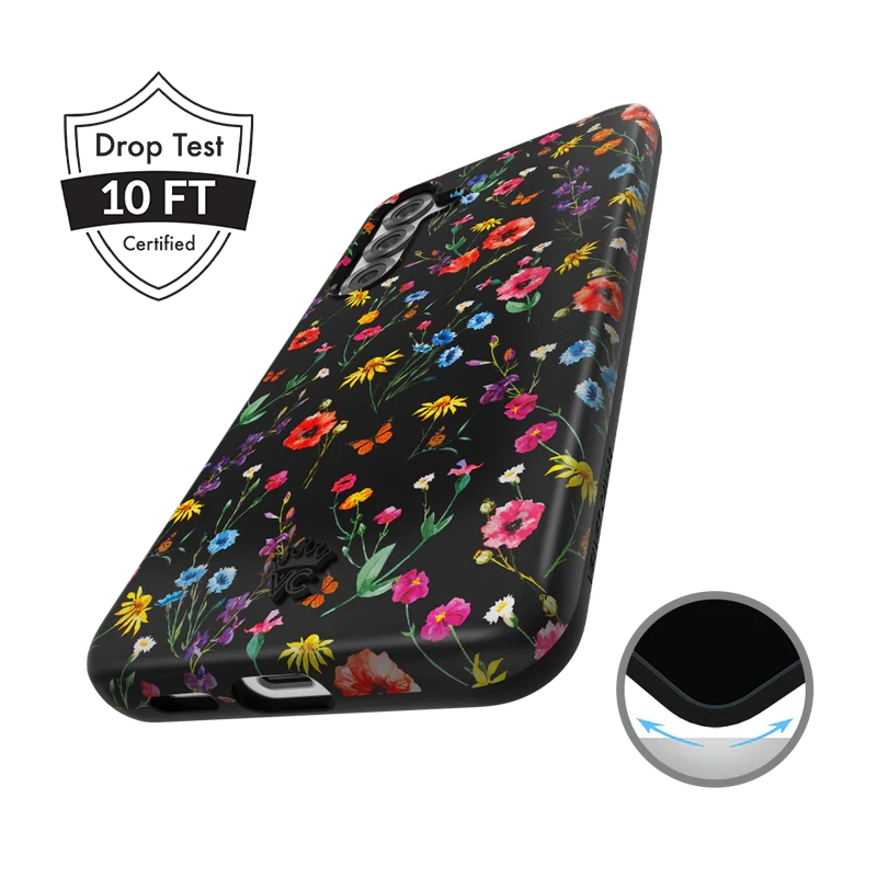Samsung Galaxy Phone Case with Black Wildflower Design - Durable Protective Cover for Everyday Use, Travel & Outdoor Activities