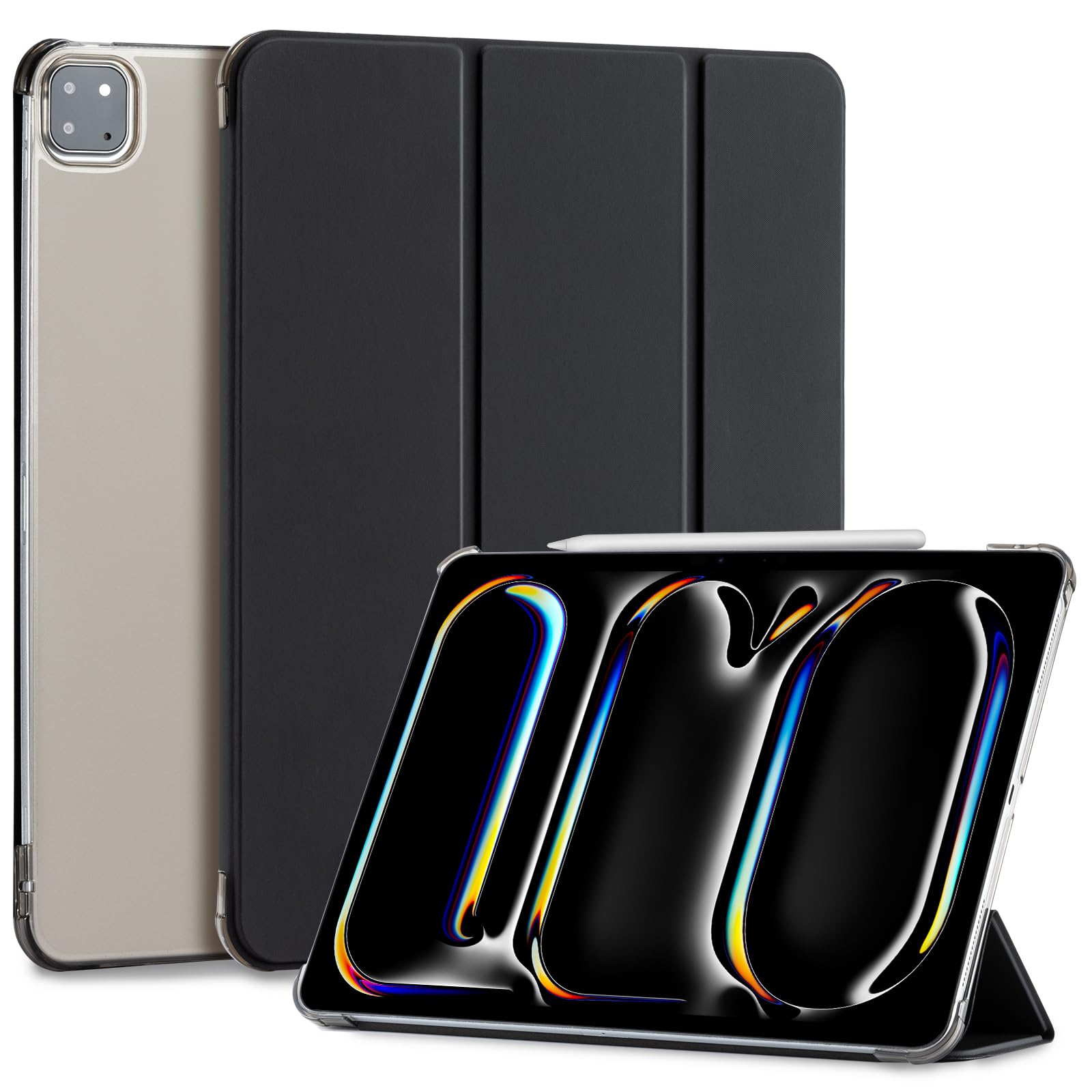 CoBak Slim Stand Translucent Protective Case for iPad Pro 13 Inch 2024 (7th Gen) - Auto Sleep/Wake Smart Cover - Perfect for Work, Travel & Home Use - Black