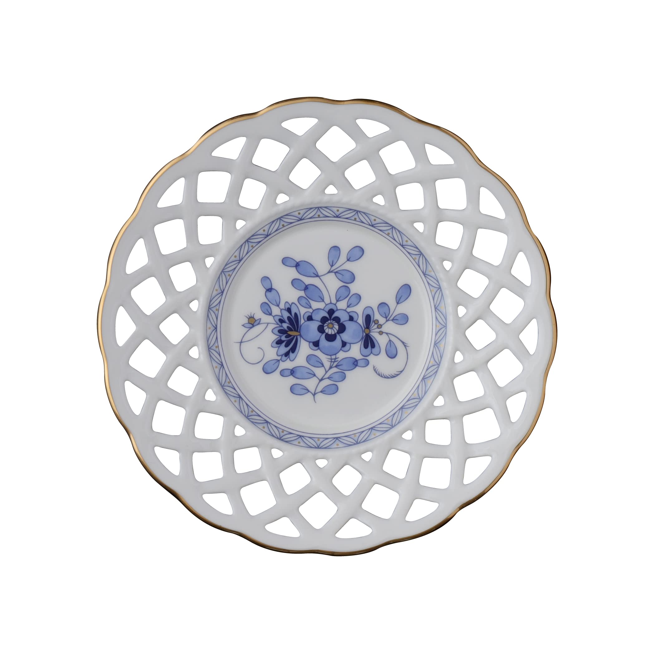 Narumi 9682-20894 Blue Floral Plum Blossom Coffee Cup and Saucer Set - 5.3 fl oz (160cc) - Japanese Porcelain Tea Cup Pair with Gift Box - Perfect for Wedding Gifts, Afternoon Tea, and Home Decor