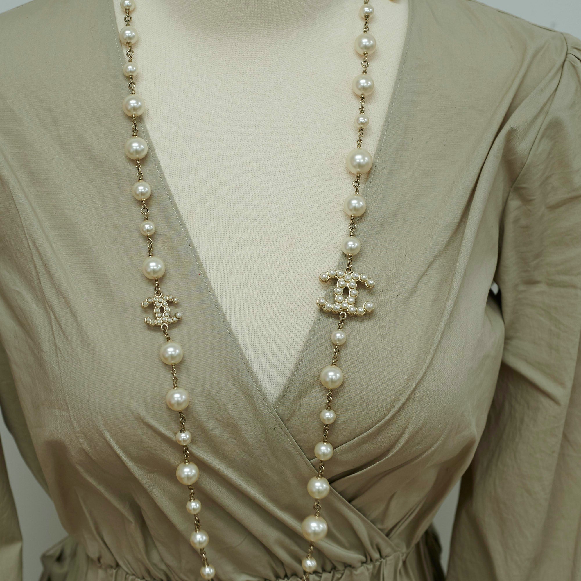 Chanel Inspired Pearl Long Necklace - Elegant Costume Jewelry for Women - Perfect for Parties, Weddings & Evening Events
