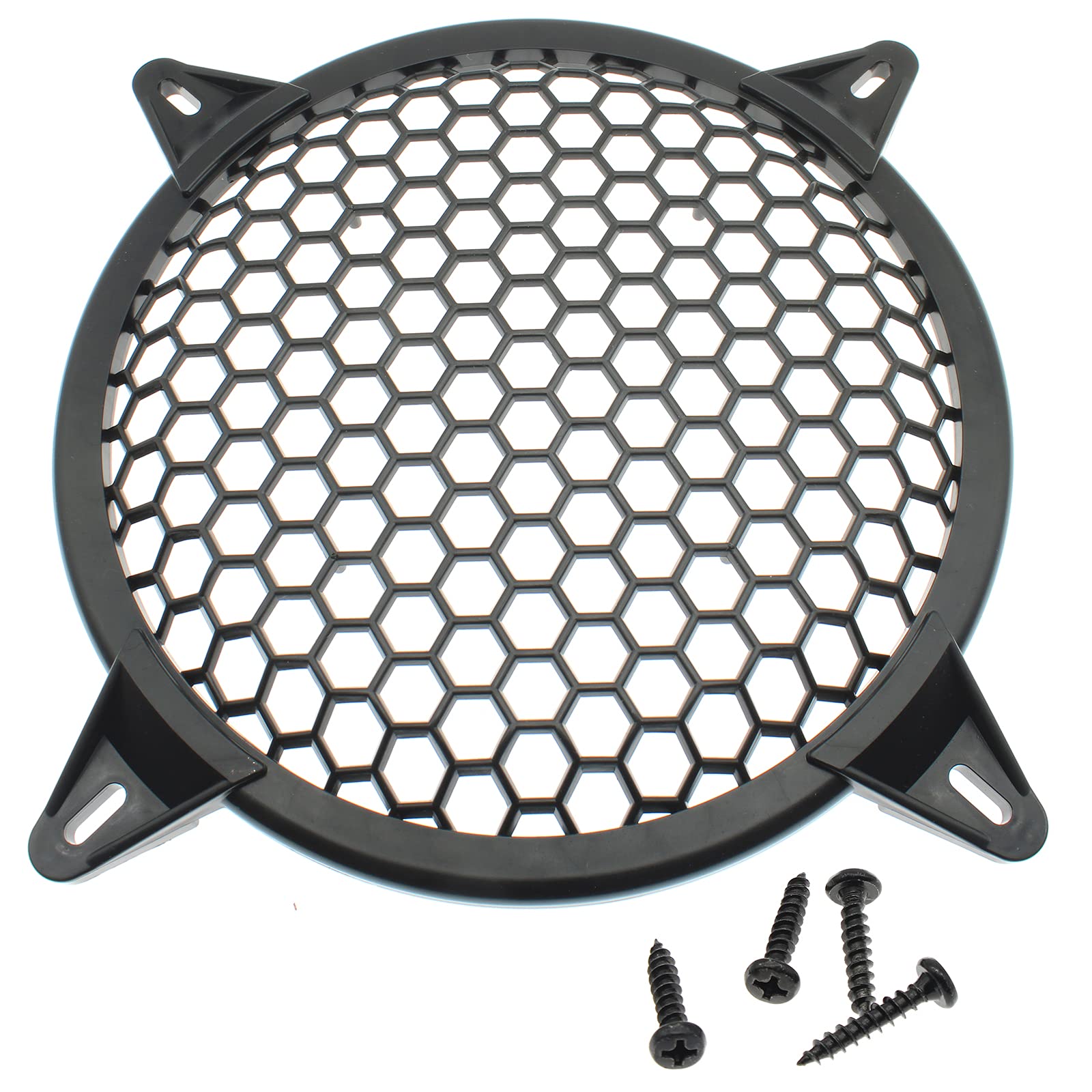 FDXGYH 2 Pack 10 Inch Speaker Grill Cover - Waffle Style Subwoofer Grill Guard with Mounting Screws for Home Theater & Car Audio Systems - Durable Black Metal Mesh Protection for Woofers & Speakers