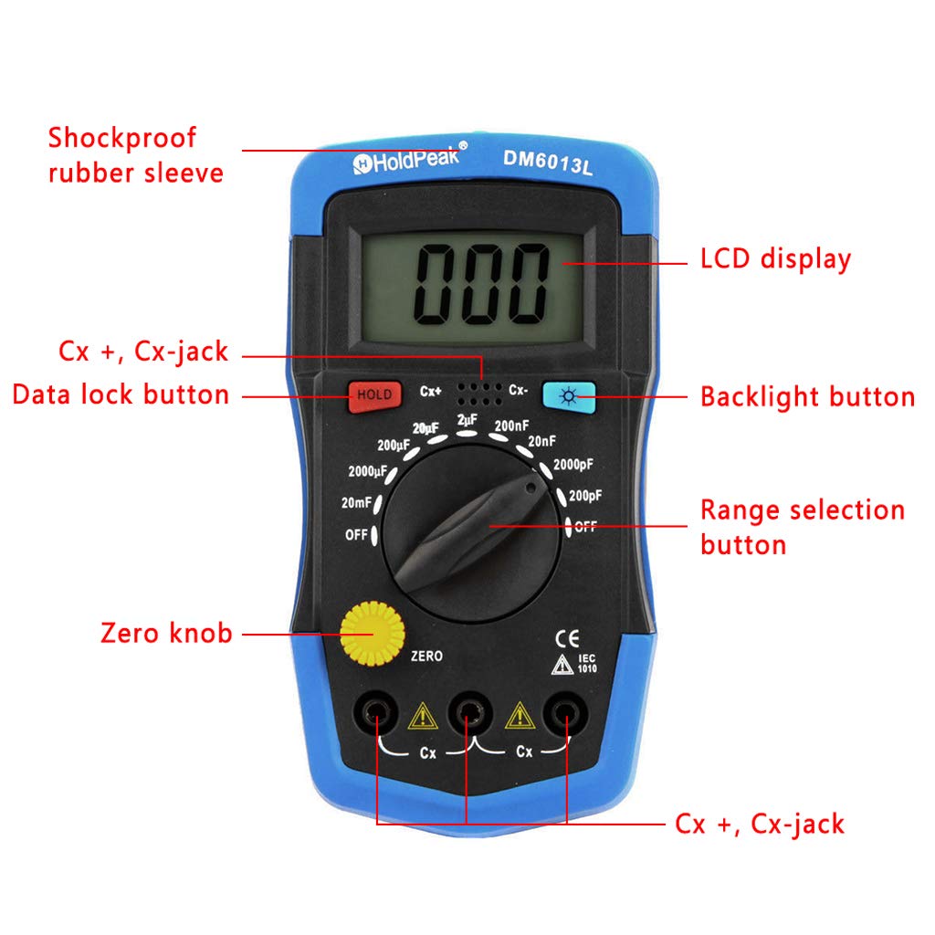 Digital Capacitance Meter - Handheld Capacitor Tester with Auto-Ranging, LCD Display for Electronics Repair, DIY Projects & Circuit Testing | Perfect for Technicians, Hobbyists & Electrical Engineers