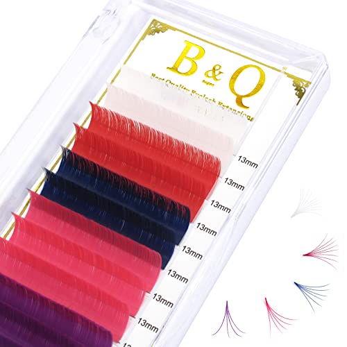 B&Q LASH Mixed Color Eyelash Extensions - 5 Color Mix D-0.07 12mm, Easy Fan Volume Lashes C/D Curl for Salon & Home Use | Perfect for Bridal, Party & Special Occasion Makeup