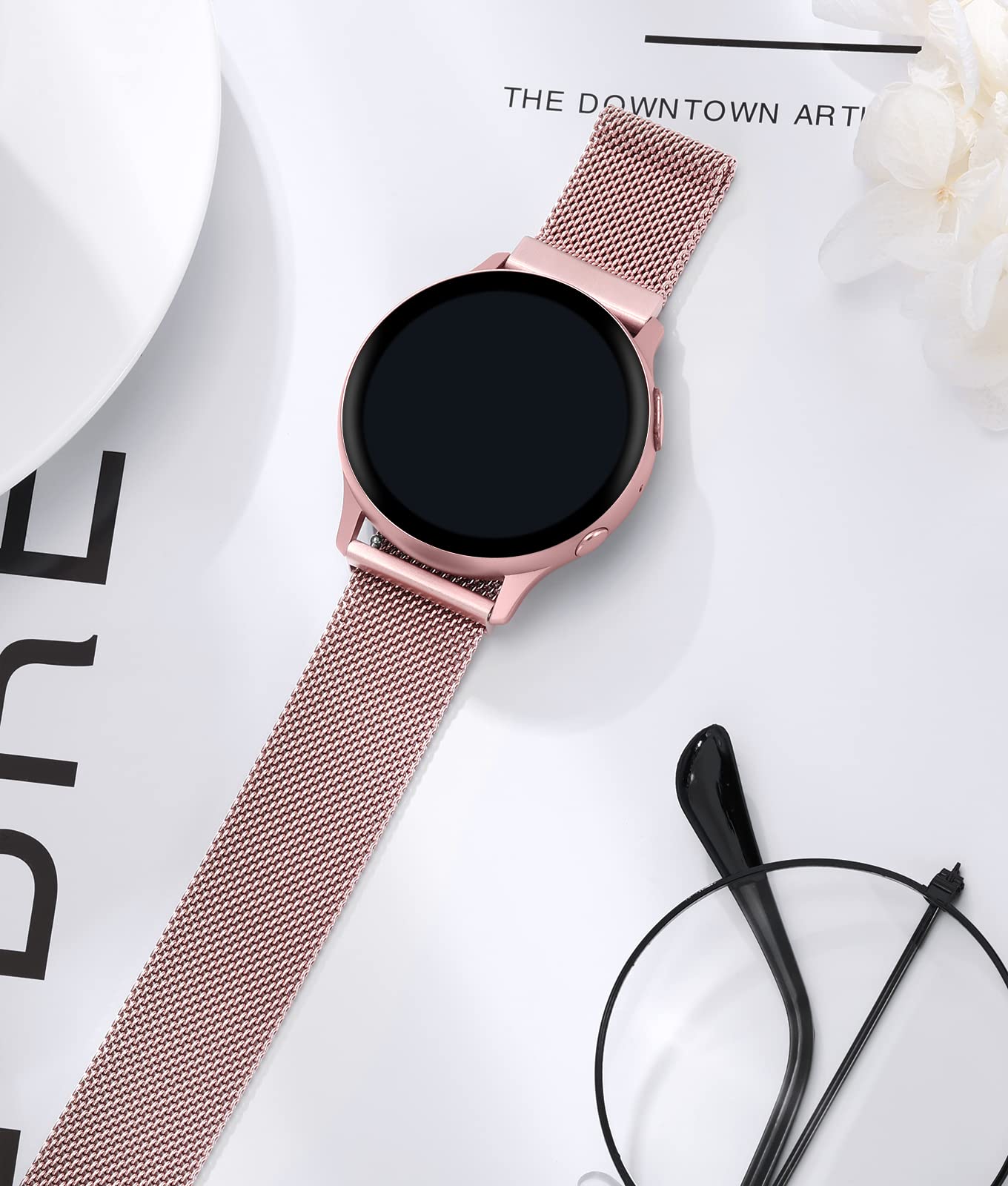 Rose Pink 20mm Metal Strap for Samsung Galaxy Watch 4/5/6 - Elegant & Durable for Daily Wear