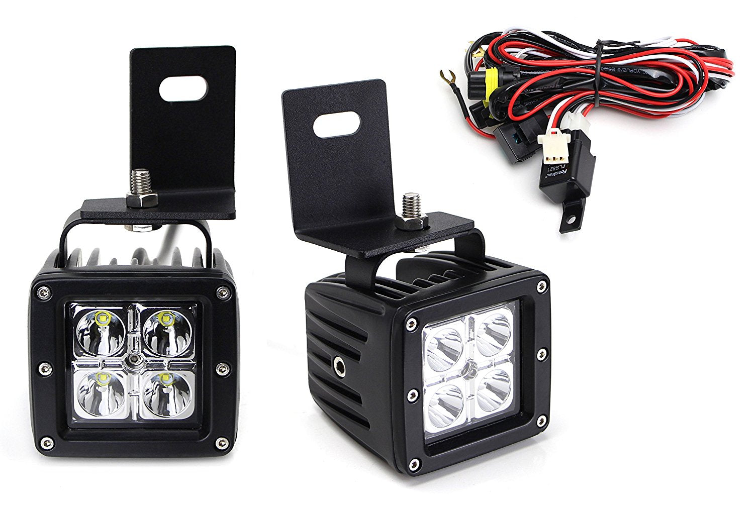 40W LED Pods with Fog Light Bracket & Wiring Kit - Compatible with 2008-2010 Ford F250 F350 F450 Super Duty - Off-Road Lighting for Trucks, ATVs & UTVs