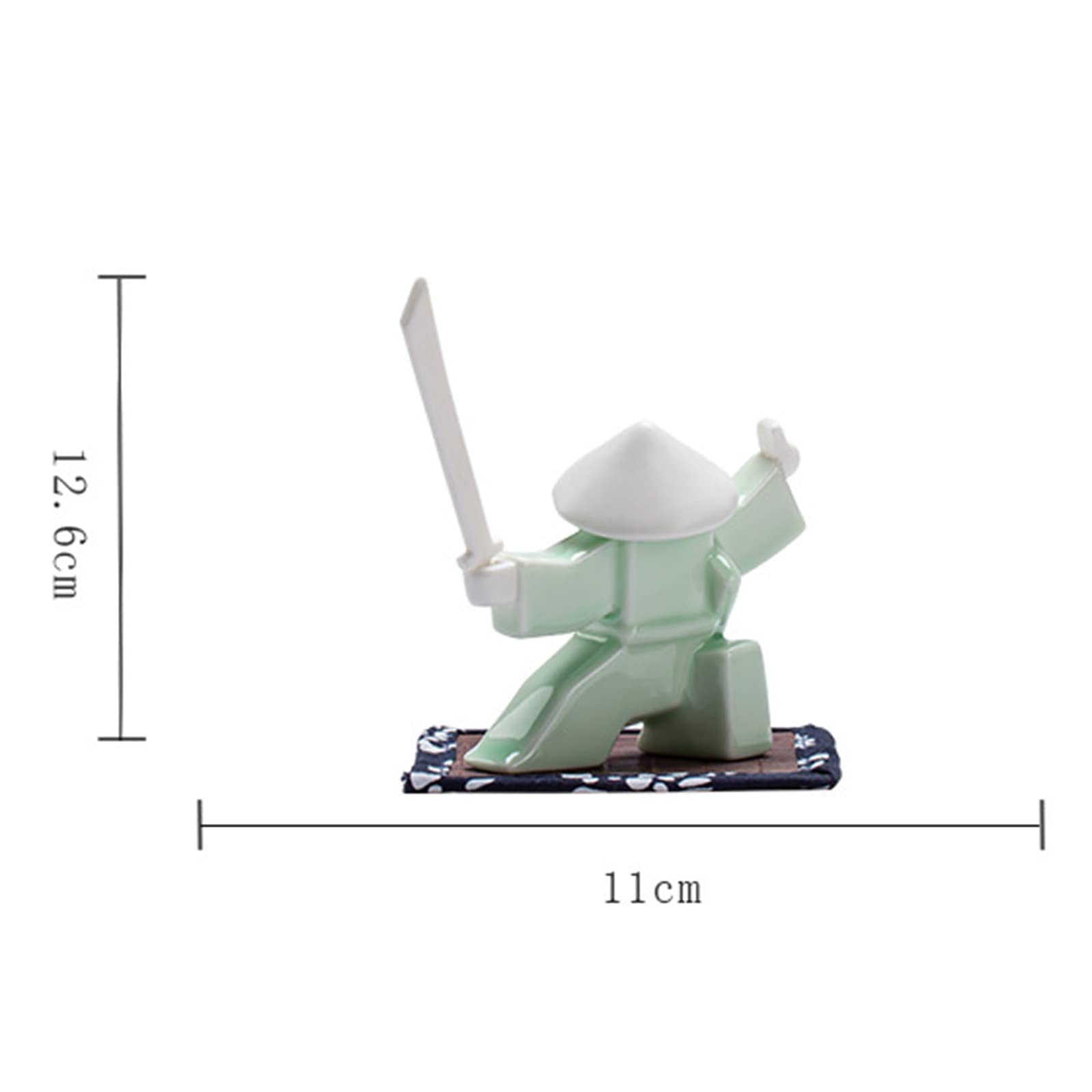 Handmade Samurai Knight Ceramic Incense Holder - Aromatherapy Stick Burner for Home & Office Decor, Meditation & Zen Spaces (Green)