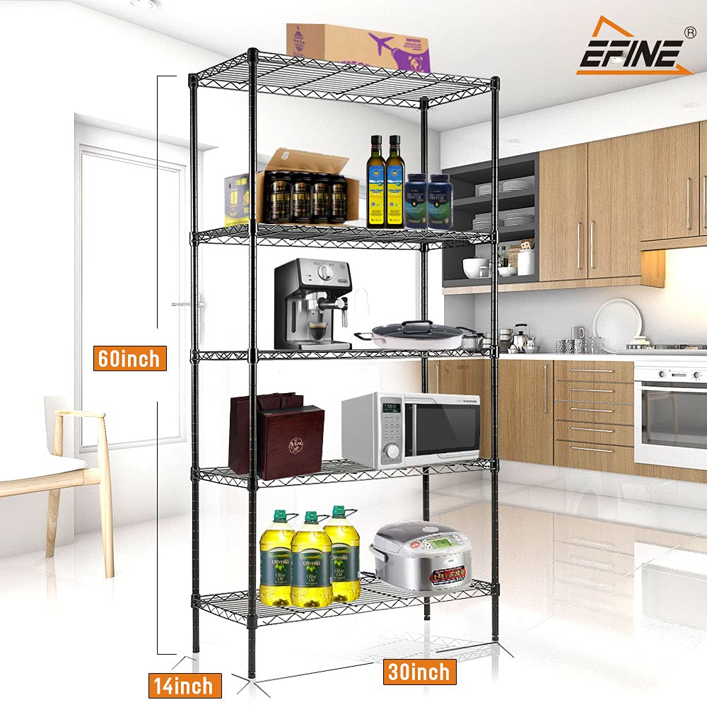 EFINE 2-Pack 5-Tier Adjustable Heavy Duty Carbon Steel Wire Shelving Unit - 30