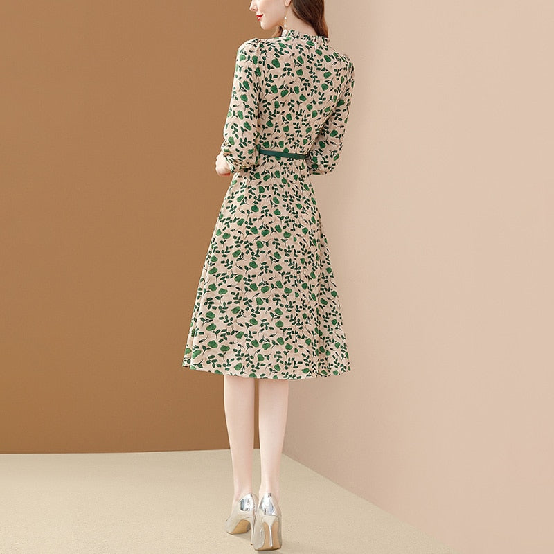 Elegant Women's Puff Sleeve Chiffon Dress for Party, Wedding & Special Occasions - Flowy Summer Maxi Dress with Ruffle Details