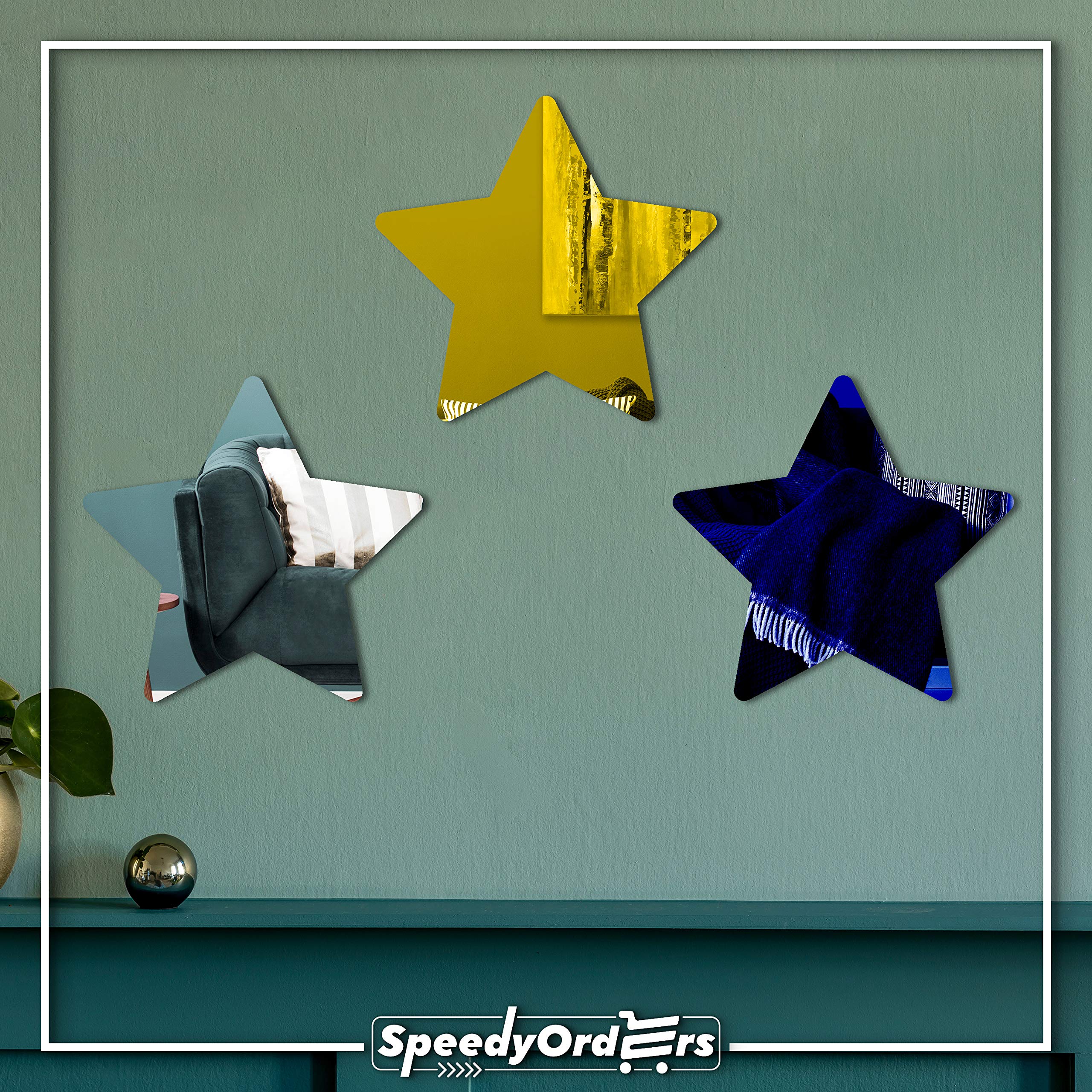 Modern Gold Star Shaped Acrylic Mirror - 20 x 19.1 Inch Geometric Wall Decor for Nursery, Kids Bedroom, Home & Craft Projects | Stylish & Safe Decor for Children's Rooms, DIY Wall Art, Gift Ideas