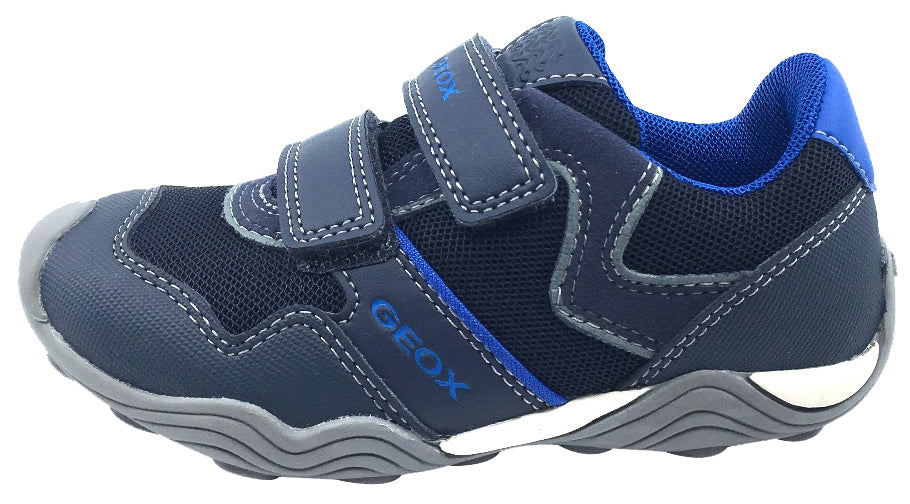 GEOX Boys' Arno Hook and Loop Sneakers - Navy & Royal Blue Kids' Casual Shoes for School, Play & Everyday Wear