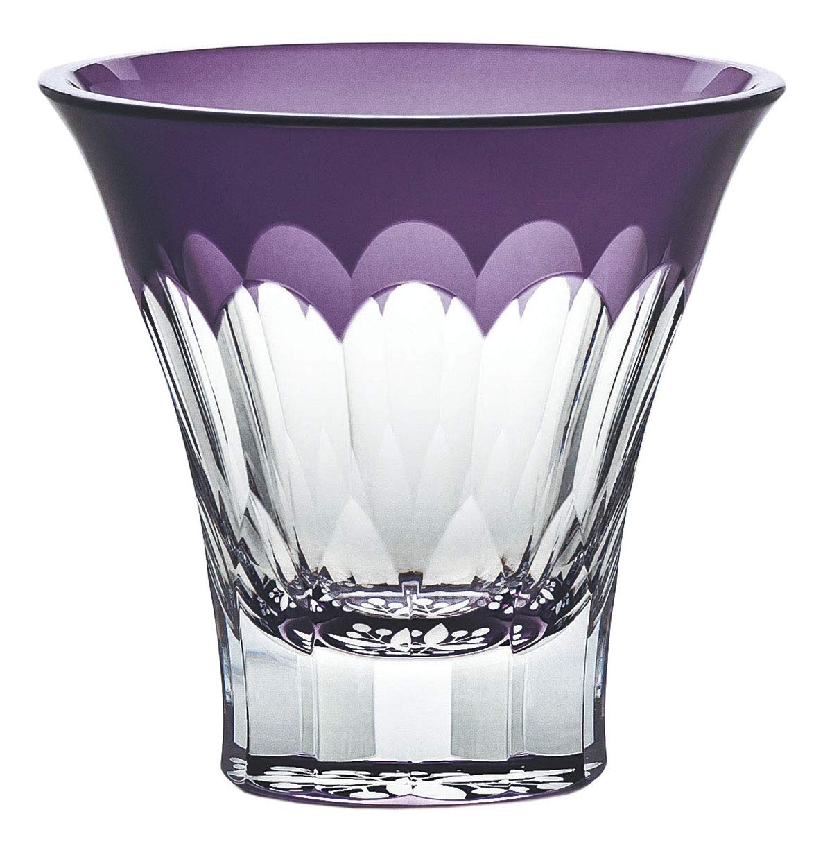 Premium Japanese Yachiyo Kiriko Sake Glass Set - 2.8 fl oz (85 ml) Handcrafted Purple Nanten Pattern Cups - Authentic Toyo Sasaki LS19759SP-C694-S4 - Perfect for Cold Sake Tasting, Japanese Dining & Gift Giving