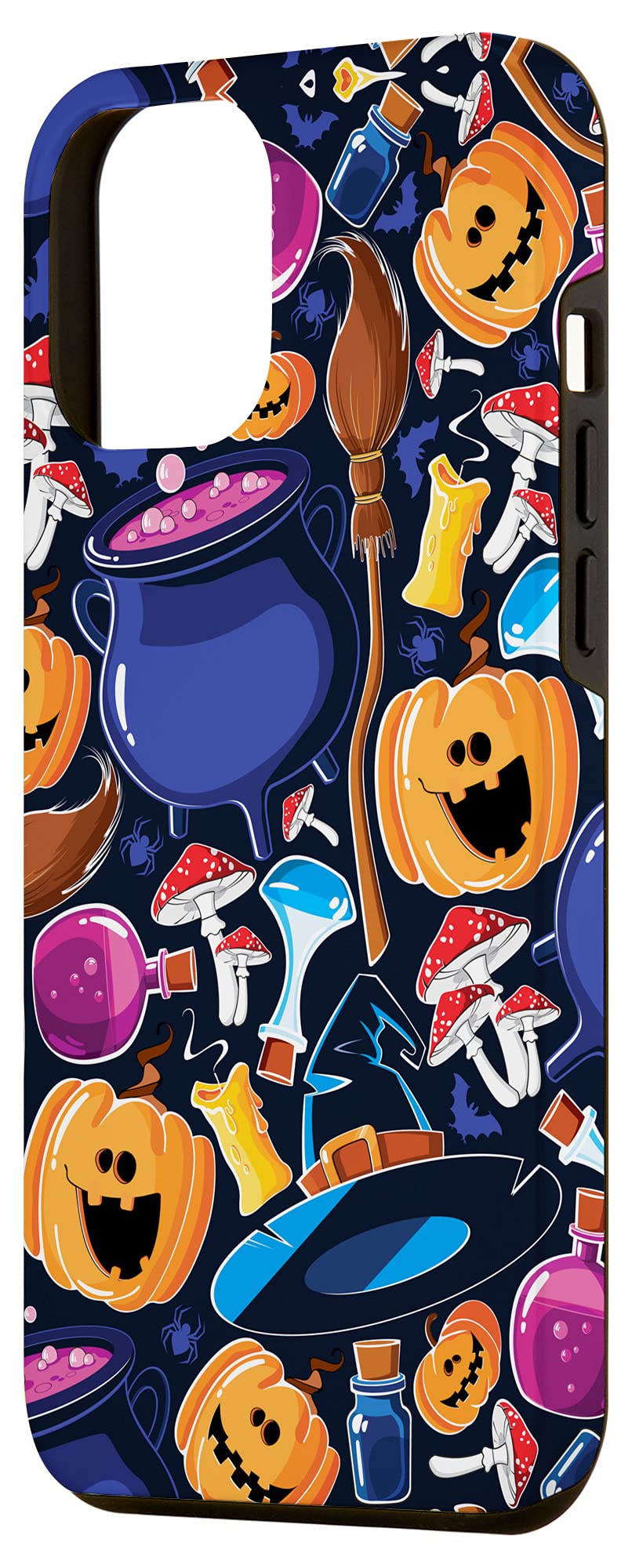 iPhone 12 Pro Max Halloween Phone Case - Pumpkin Broom Witch Mushroom Design | Protective Cover for Trick or Treating, Costume Parties & Fall Festivals
