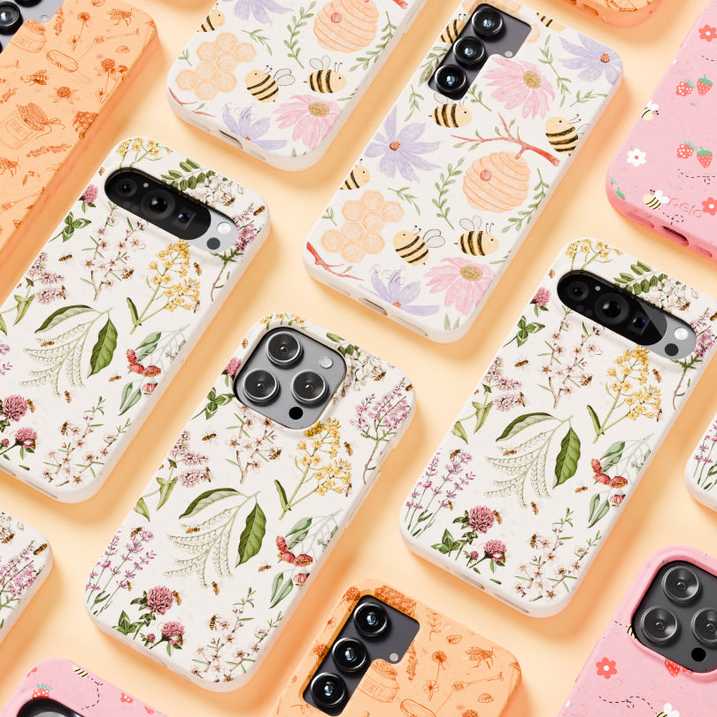 Bubblegum Pink Bees & Berries Google Pixel 8 Case - Cute Floral Phone Cover for Women, Girls | Trendy Protective Case for Everyday Use, Work & Travel