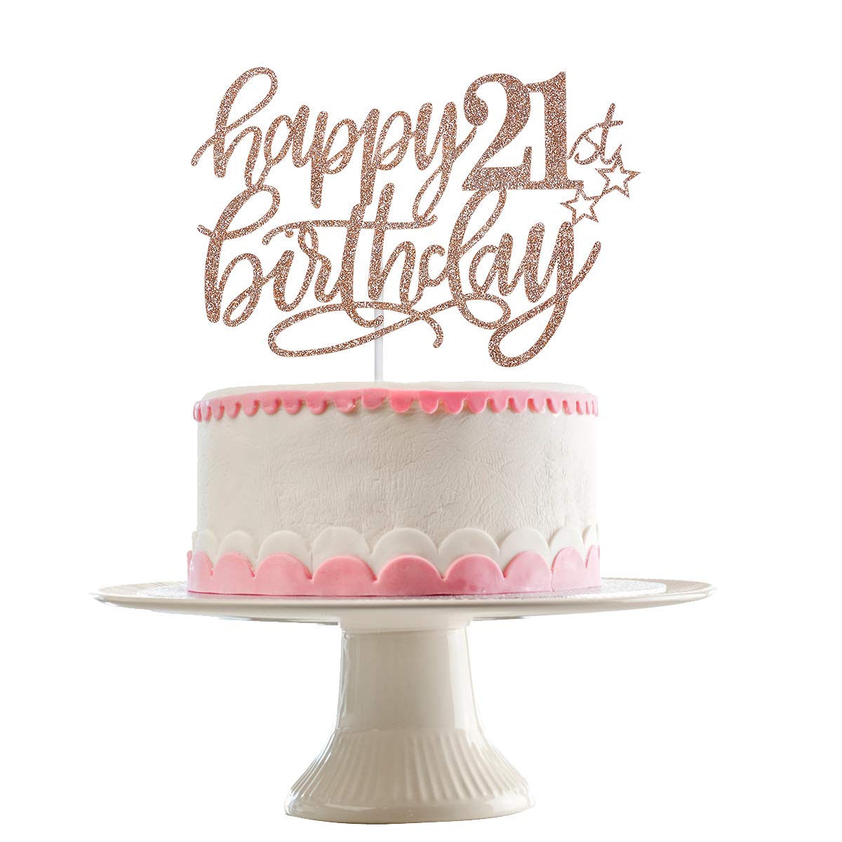 Rose Gold Happy 21st Birthday Cake Topper - Elegant 21st Birthday Party Decorations for Women & Girls | Perfect for Birthday Cakes, Cupcakes, and Dessert Tables