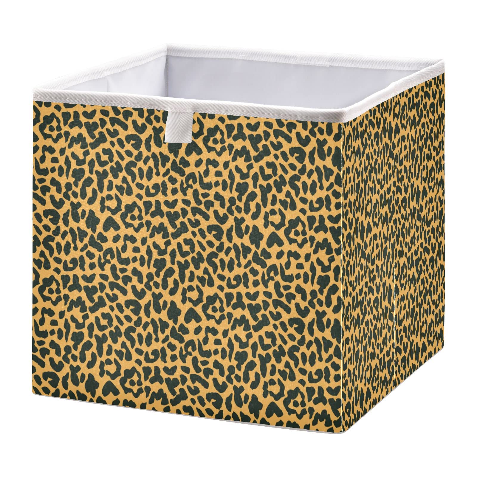 ALAZA Animal Print Fabric Storage Bins - Foldable Cube Organizer with Leopard & Cheetah Pattern for Closet, Cabinet, Shelf & Office (11.02x11.02x11.02 Inches) | Perfect for Toy Storage, Laundry Baskets & Home Organization