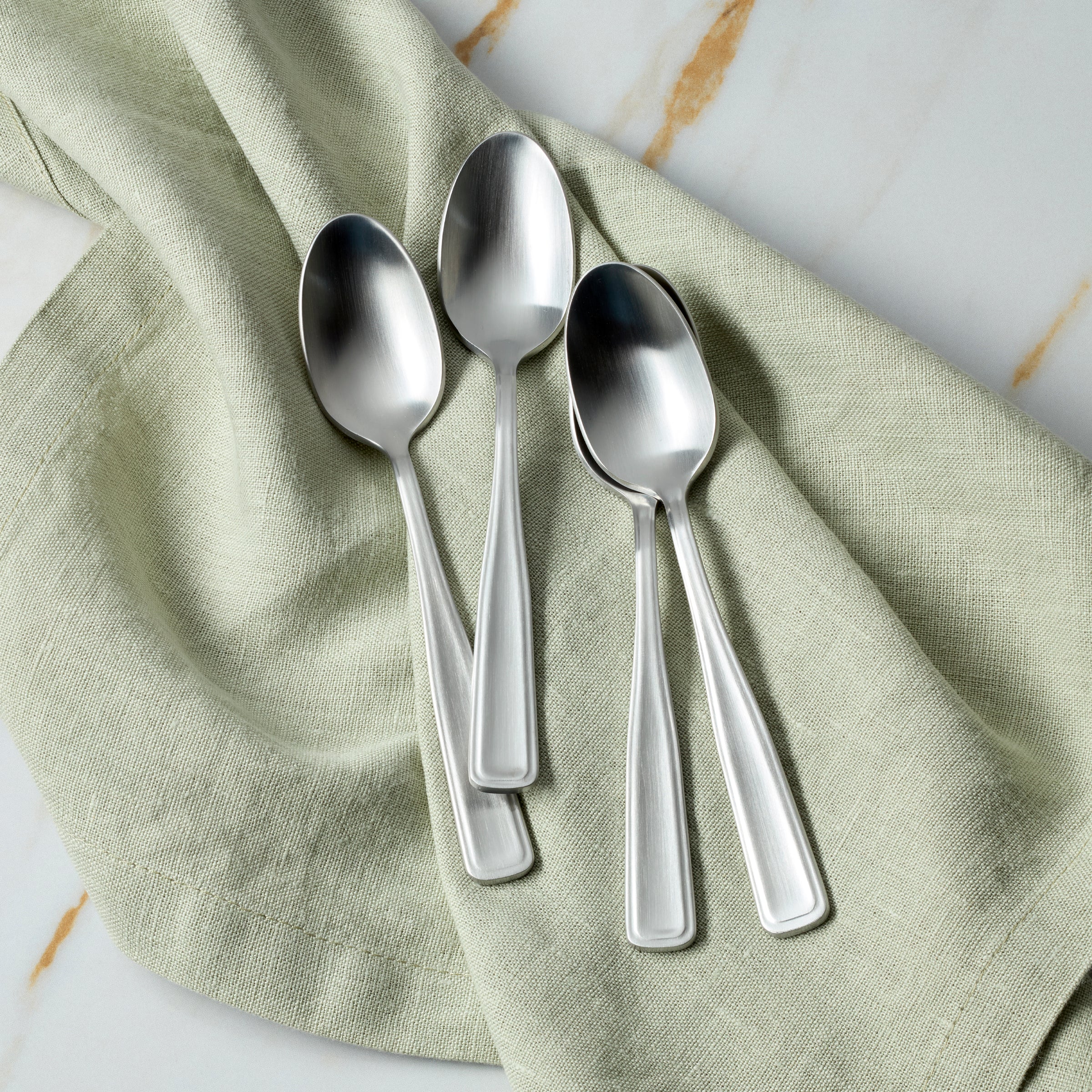Reid Satin Teaspoon Set of 4 - Elegant Stainless Steel Tea Spoons for Coffee, Dessert, and Tea Party - Perfect for Home, Restaurant, and Gift Giving