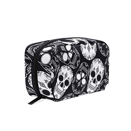 Stylish Skull Print Hanging Makeup Bag - Cosmetic & Brush Organizer for Travel, Home, and Daily Use | Perfect for Toiletry Storage, Gym, and On-the-Go Beauty Essentials