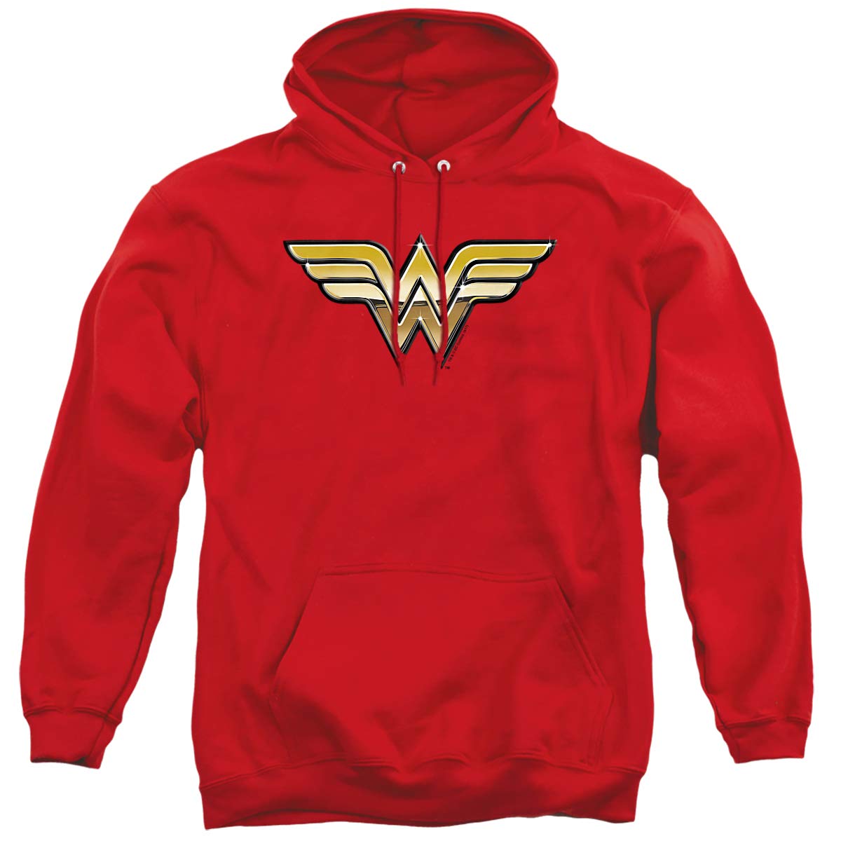 Justice League of America Men's Golden Hooded Sweatshirt Red - Superhero Graphic Pullover Hoodie for DC Comics Fans | Perfect for Cosplay, Comic Con & Casual Wear