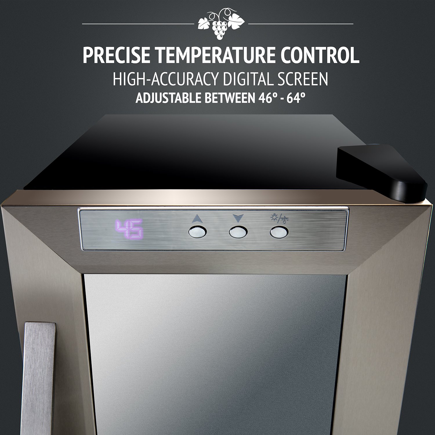 Ivation 8 Bottle Thermoelectric Wine Cooler - Stainless Steel Countertop Wine Fridge with Digital Temperature Control & Smoked Glass Door - Quiet Freestanding Wine Refrigerator for Red & White Wine - Perfect for Kitchen, Bar, Dining Room or Office