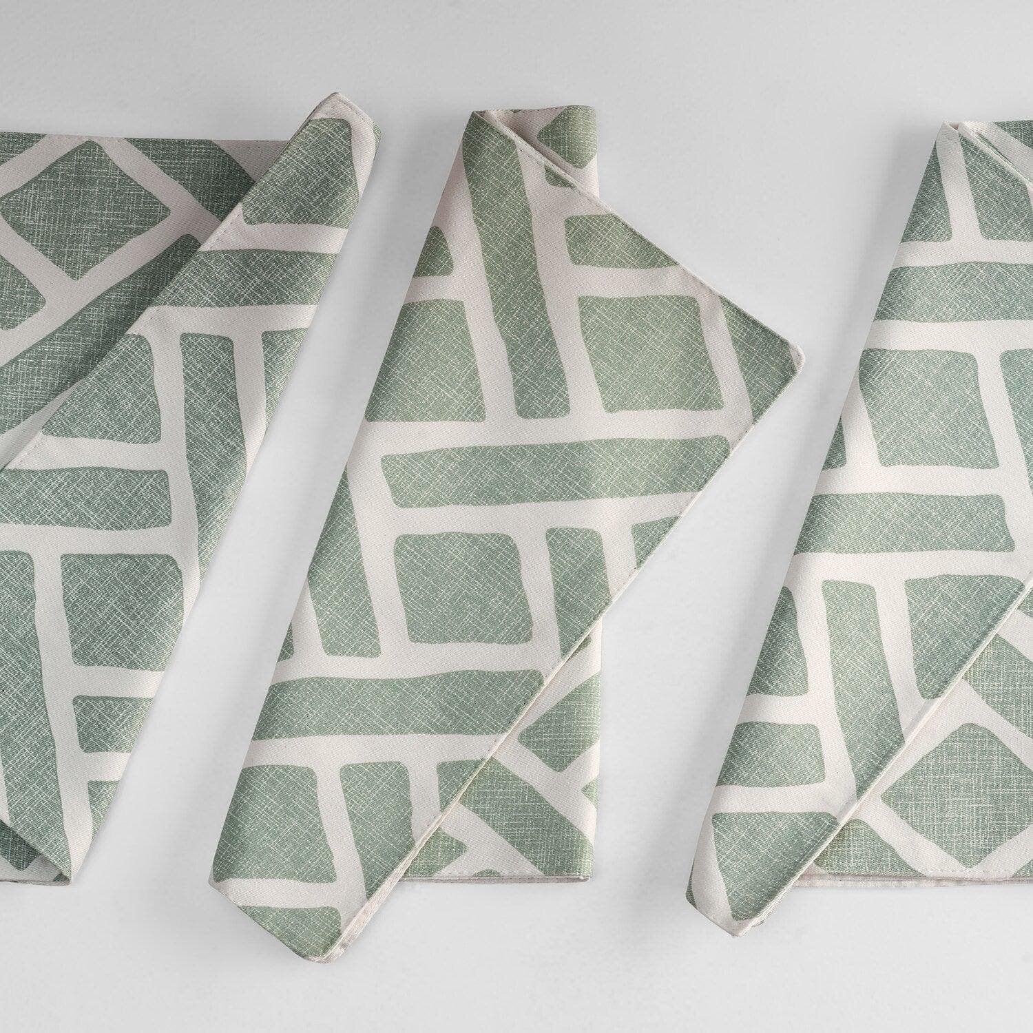 Martinique Aqua Geometric Printed Cotton Table Runner & Placemats Set - Stylish Dining Decor for Dinner Parties, Weddings & Home Decor