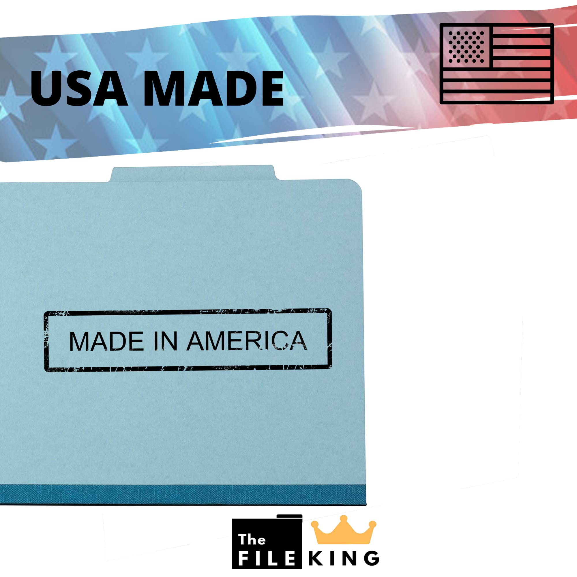 The File King 2-Inch Expansion Pressboard Classification Folders - 10 Pack, Letter Size, Pale Blue | 2 Dividers with Prongs | Made in USA | Perfect for Medical Records, Office Filing & Document Organization