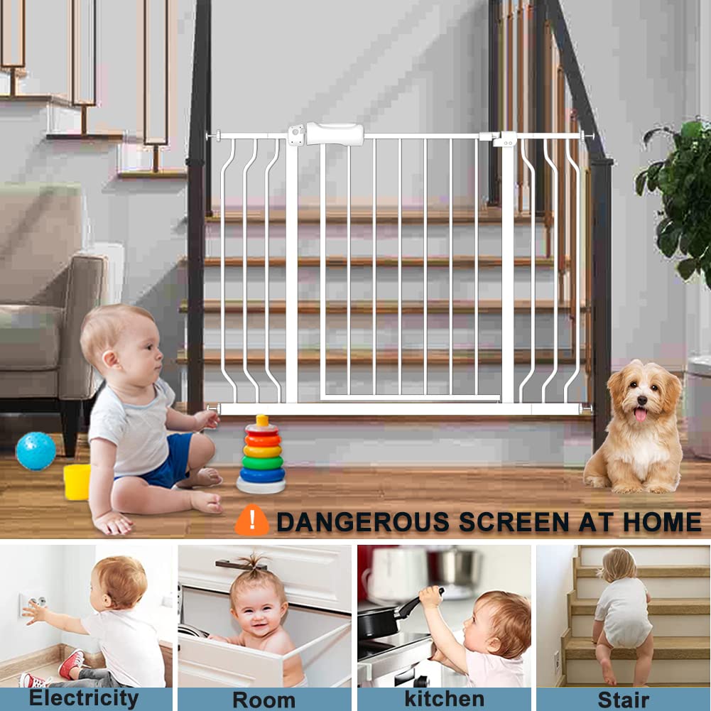 Extra Wide Baby Gate 67-71.5 Inch - Auto Close Safety Gate for Stairs & Doorways, Pressure Mount Child & Pet Gate for Walk Through (Ideal for Toddlers, Dogs & Home Safety)