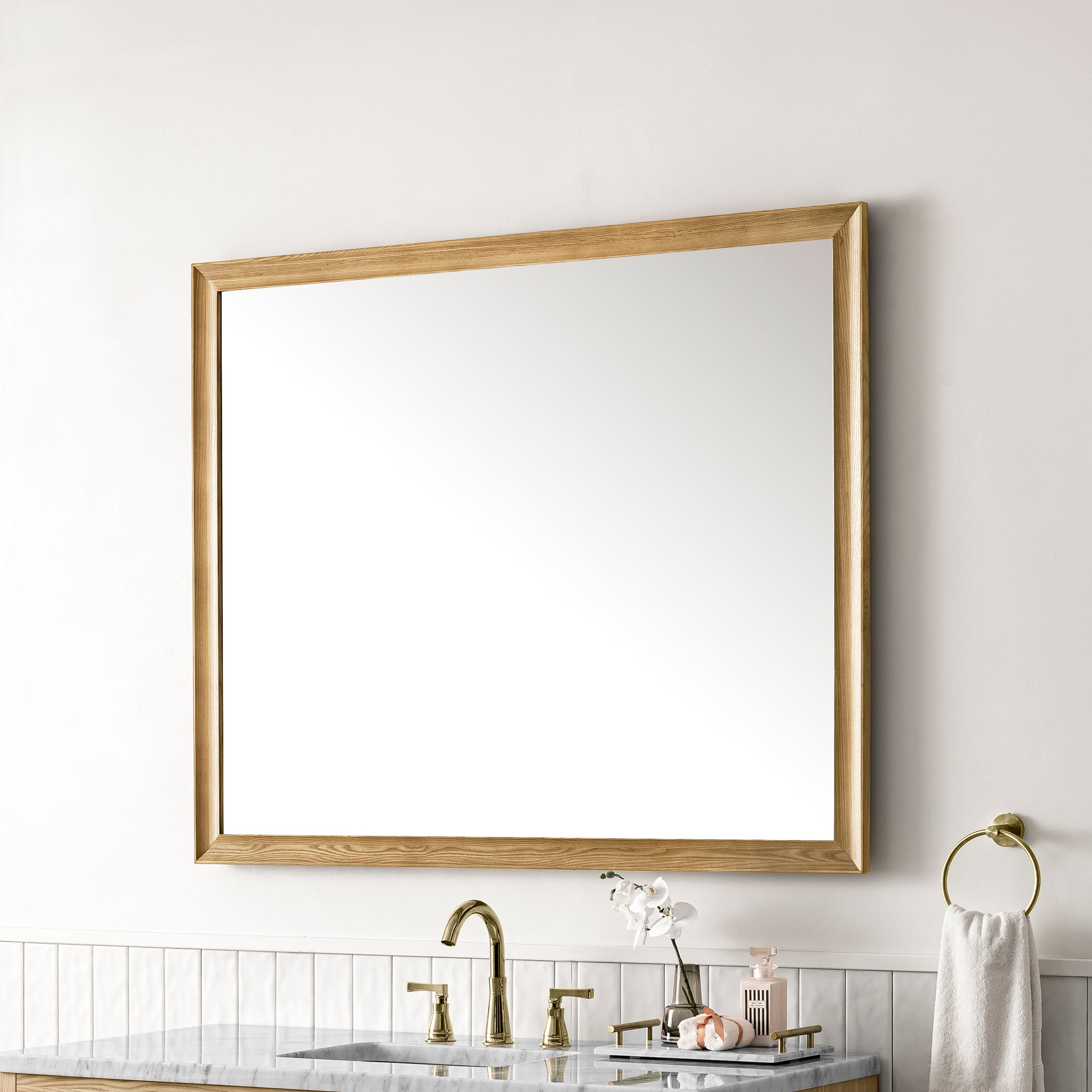 Glenbrooke 48-Inch Light Natural Oak Wall Mirror – Perfect for Living Room, Bedroom & Entryway Decor