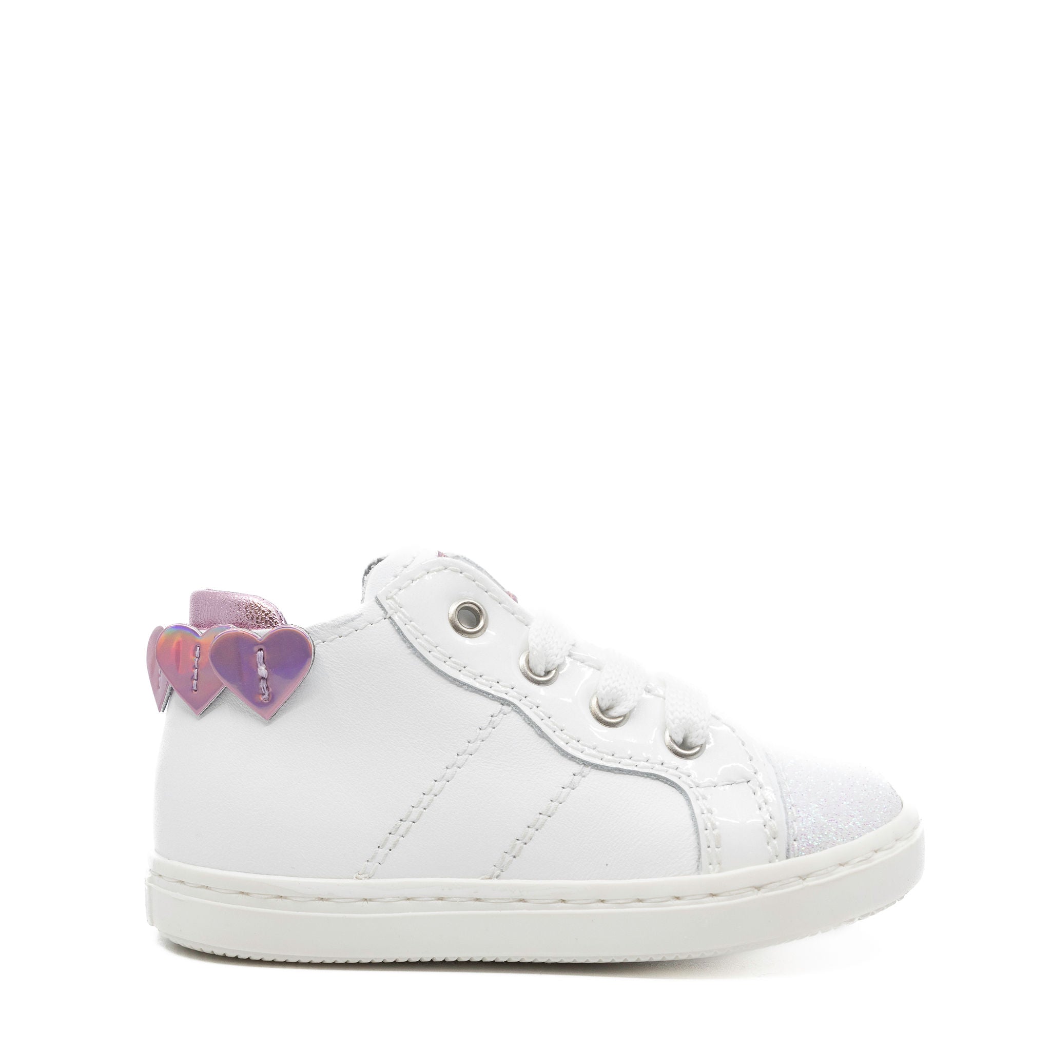 Beberlis White Hearts Sparkly Baby Sneakers - Adorable Glitter First Walkers for Girls & Boys | Perfect for Special Occasions, Photoshoots & Everyday Play