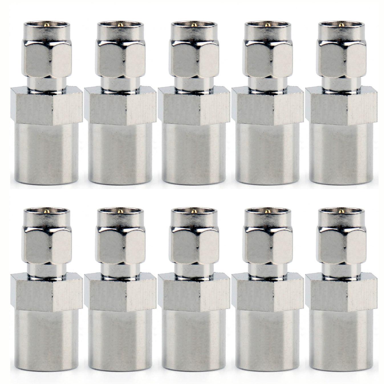 10Pcs FME Male to SMA Male RF Connector Adapter - Straight M/M for Antenna, Radio, and Wireless Communication Devices