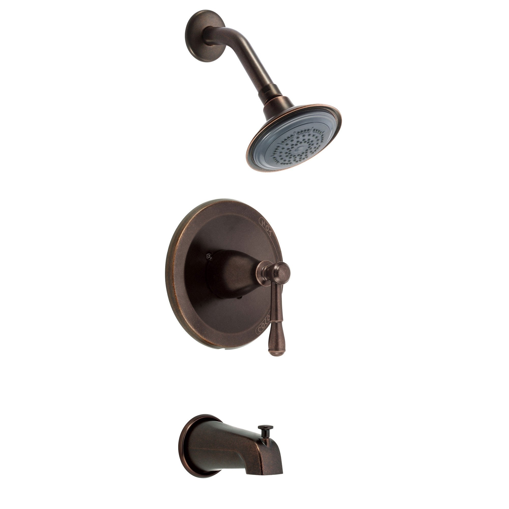 Danze Eastham Tumbled Bronze Single Handle Tub and Shower Combo Faucet with Rough-in Valve - Bathroom Fixture for Modern Homes & Spa Experience
