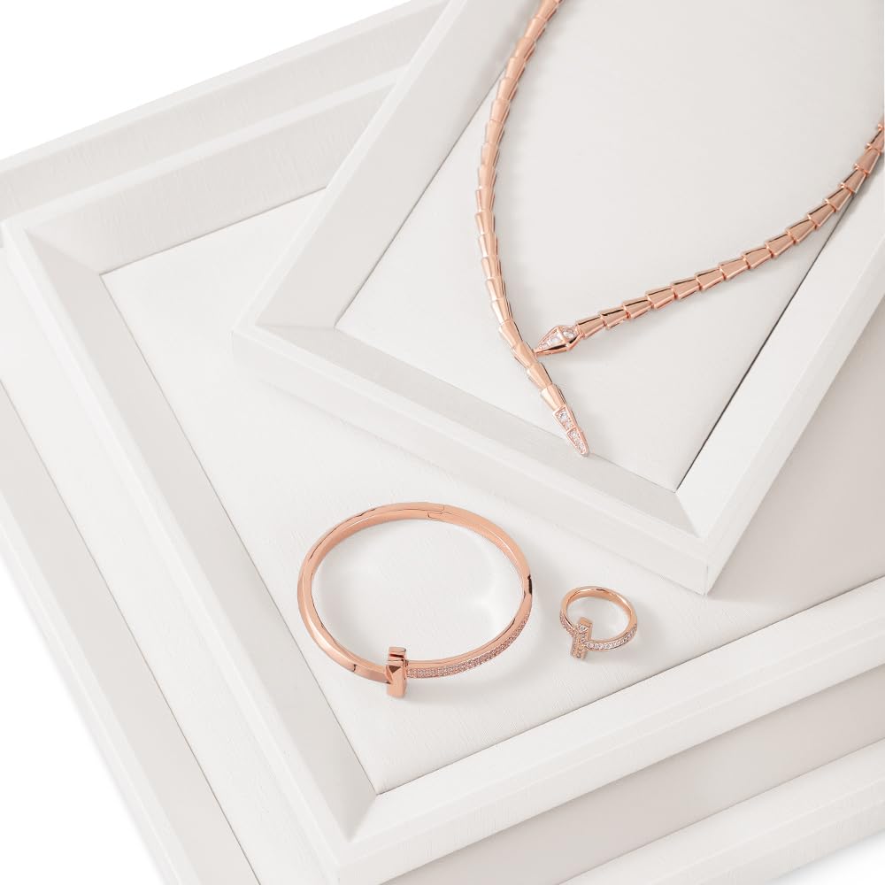 Luxury White Leather Jewelry Tray Organizer - Elegant Jewelry Display for Stores & Dresser Top - Perfect for Necklace, Ring & Earring Storage