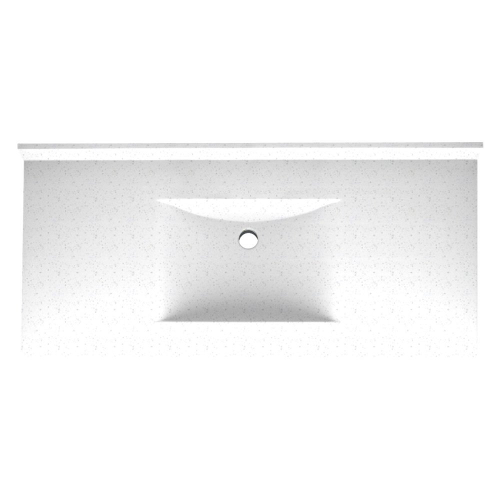 Swan Speakers CV02249.035 Contour Solid Surface Single-Bowl Vanity Top, 49-in L X 22-in H X 6.25-in H, Arctic Granite – Perfect for Modern Bathrooms and Powder Rooms