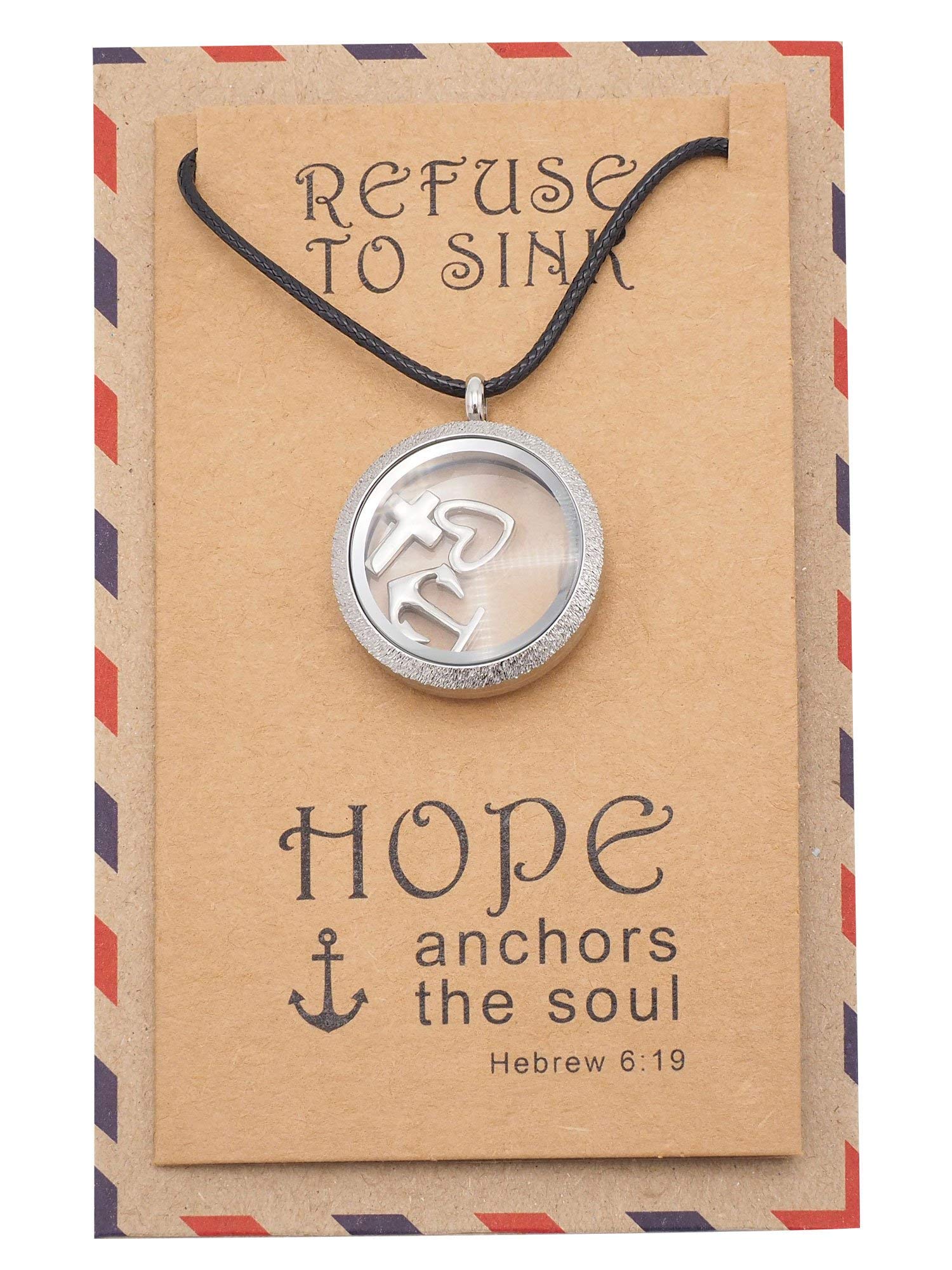 Quan Jewelry Hope Necklace - Anchor Cross Heart Pendant for Nautical Gifts & Christian Inspiration