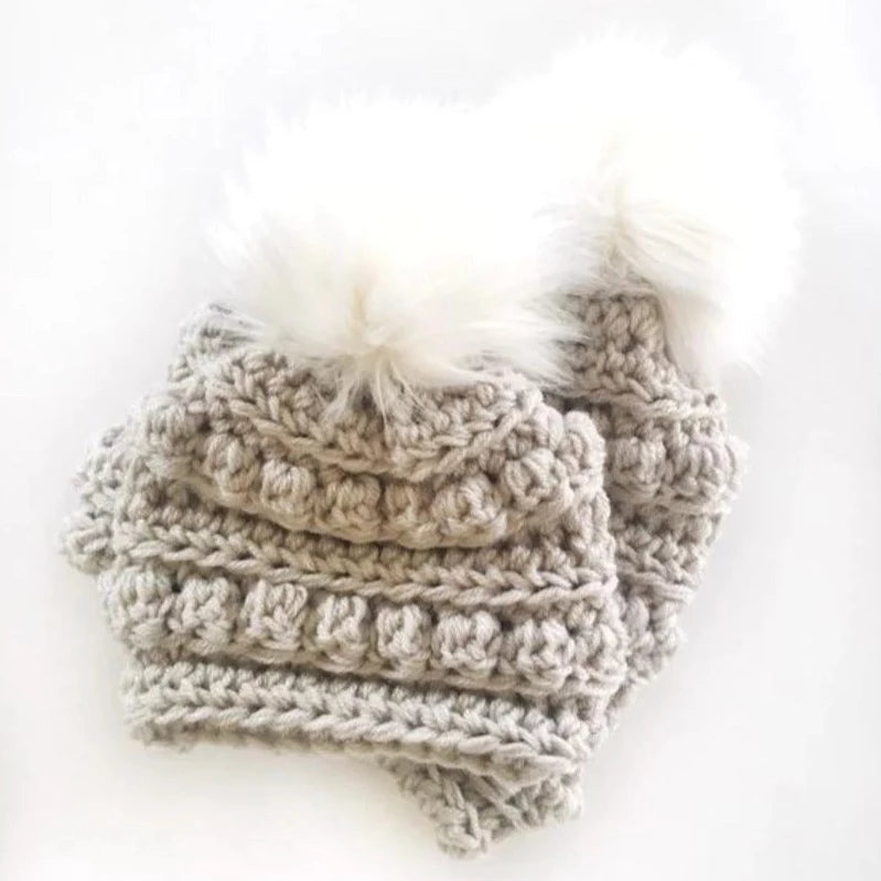 Soft Linen Baby Bobble Beanie Hat - Warm & Breathable Newborn to Toddler Knit Cap for Boys & Girls - Perfect for Winter Outings, Photo Shoots & Everyday Wear