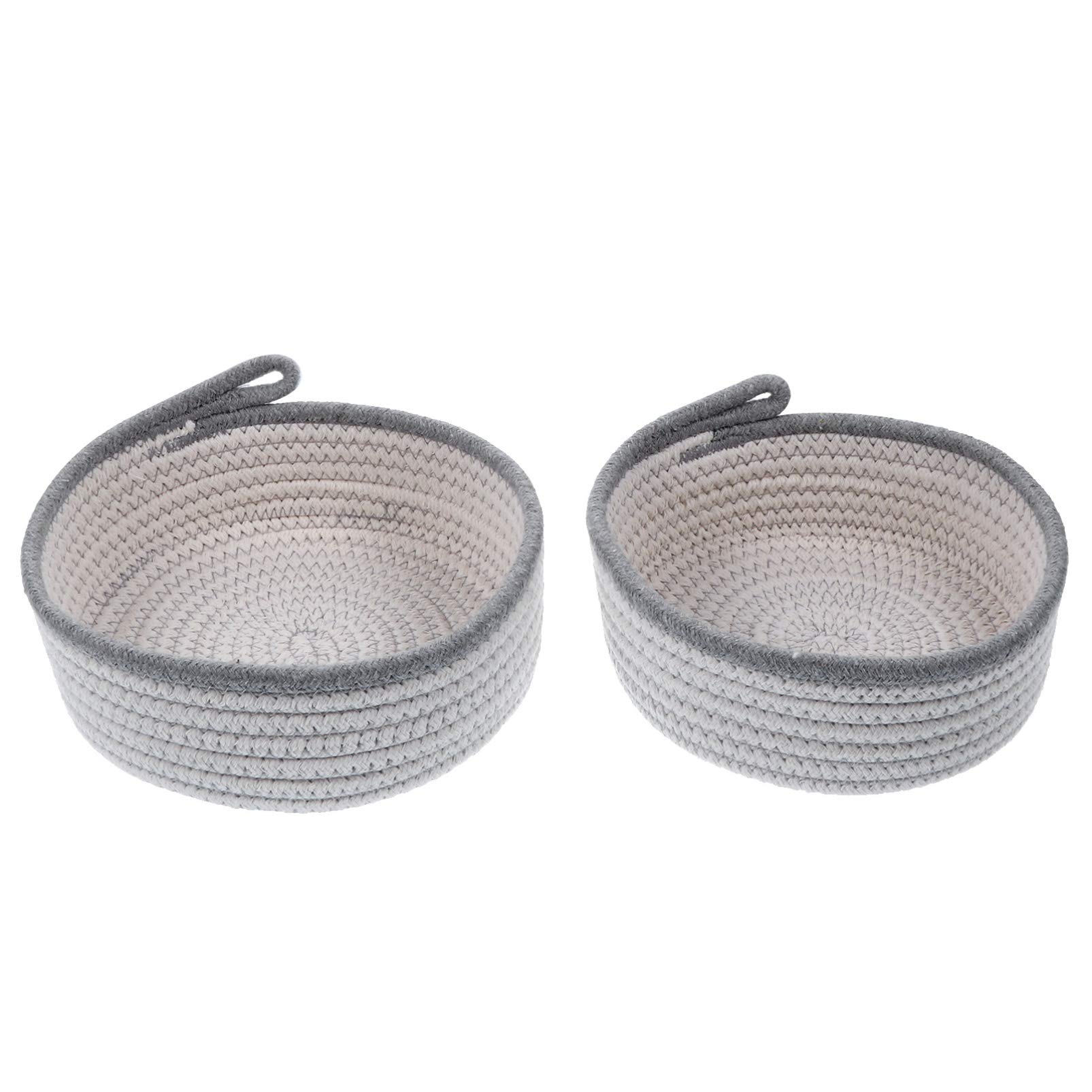 Cabilock 2-Pack Cotton Woven Storage Baskets - Collapsible Oval Laundry Hamper & Decorative Catchall for Home Organization | Perfect for Baby Clothes, Desk Accessories & Bathroom Sundries