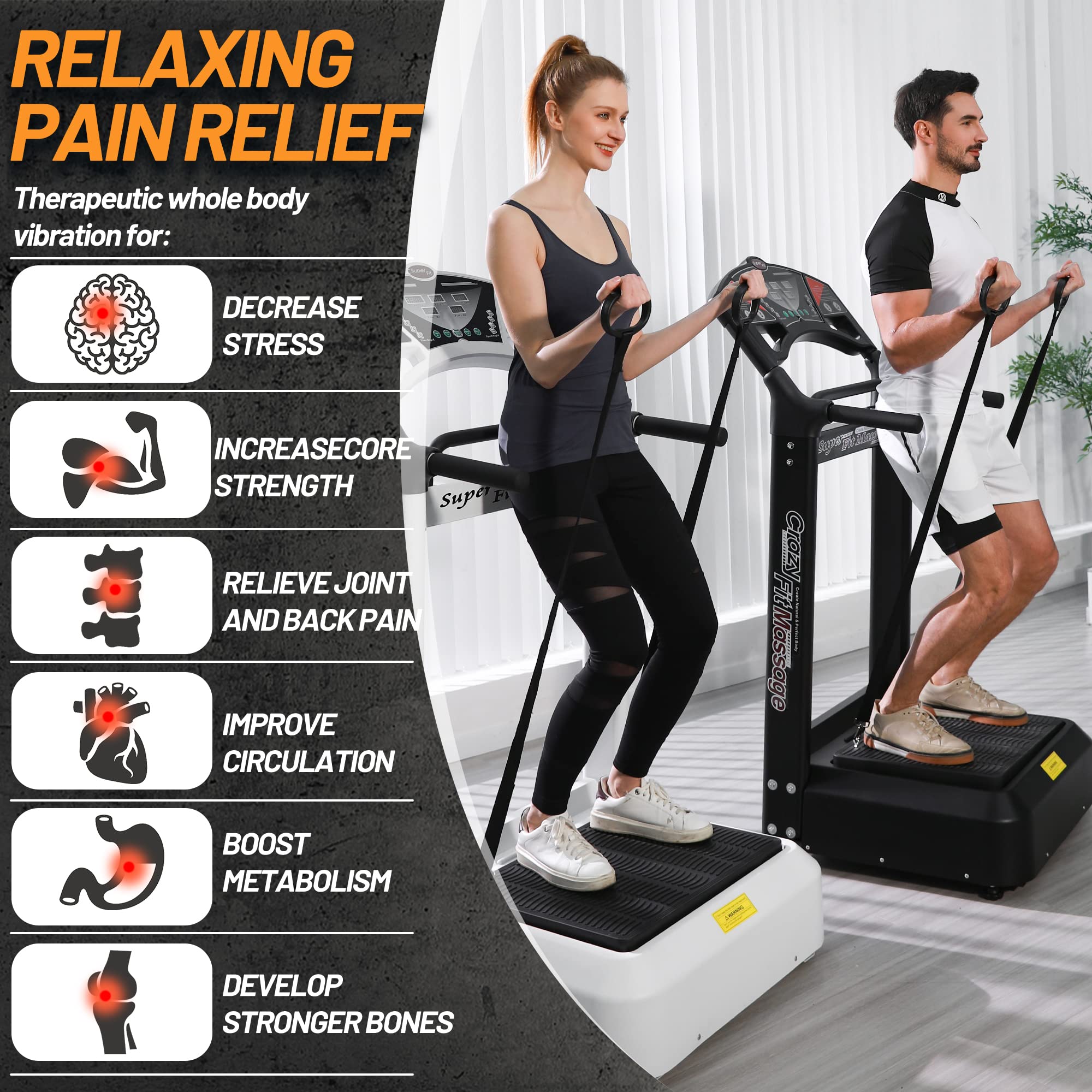 Heavy Duty Vibration Plate Exercise Machine - 400lb Capacity Whole Body Vibration Platform for Weight Loss, Muscle Toning & Recovery - Home Gym Equipment for Fitness Training & Physical Therapy