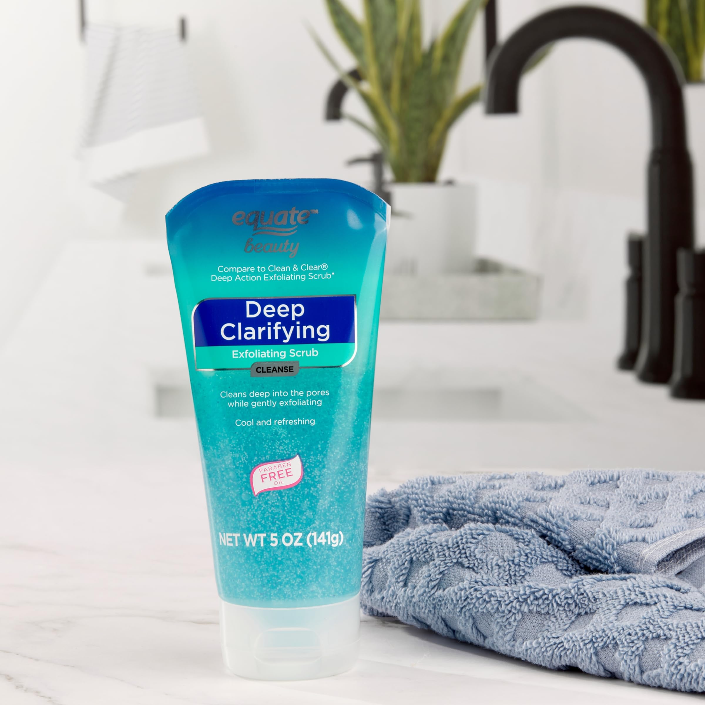 Equate Deep Clarifying Exfoliating Scrub for Face & Body - 5 oz Exfoliator with Salicylic Acid - Gentle Facial Cleanser for Acne & Blackheads - Perfect for Daily Skincare Routine & Gift Sets