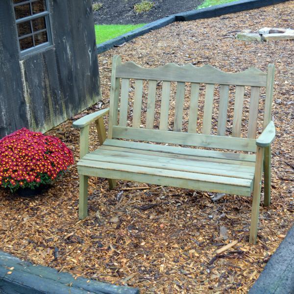 Royal English Garden Cedar Wood Bench - Outdoor Patio & Garden Seating for Relaxing & Decorating - Perfect for Backyard, Porch, or Park