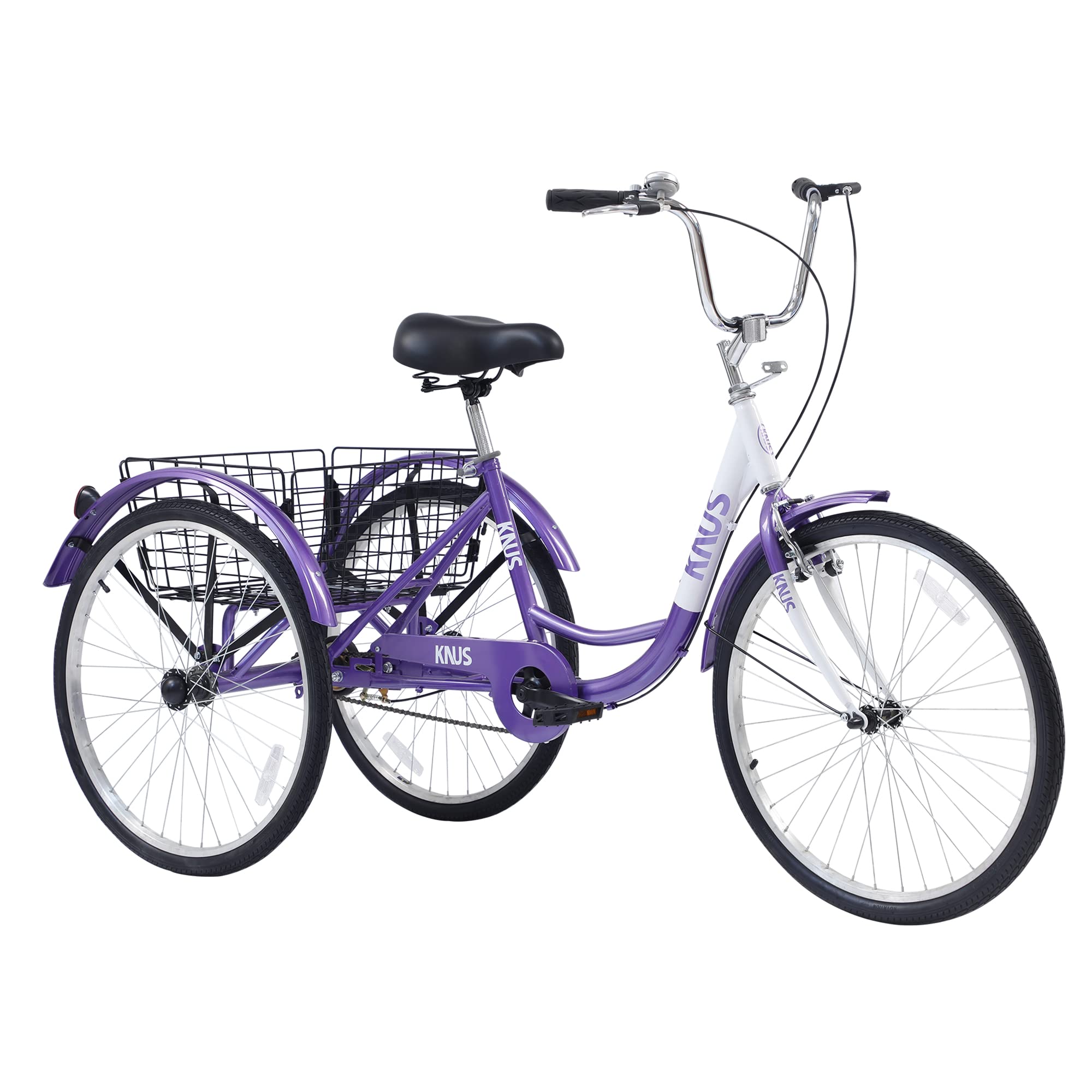 **24 Inch Adult Single Speed Cargo Tricycle - 3 Wheel Beach Cruiser Bike with Large Shopping Basket for Seniors, Women & Men - Perfect for Groceries, Pets & Beach Rides**